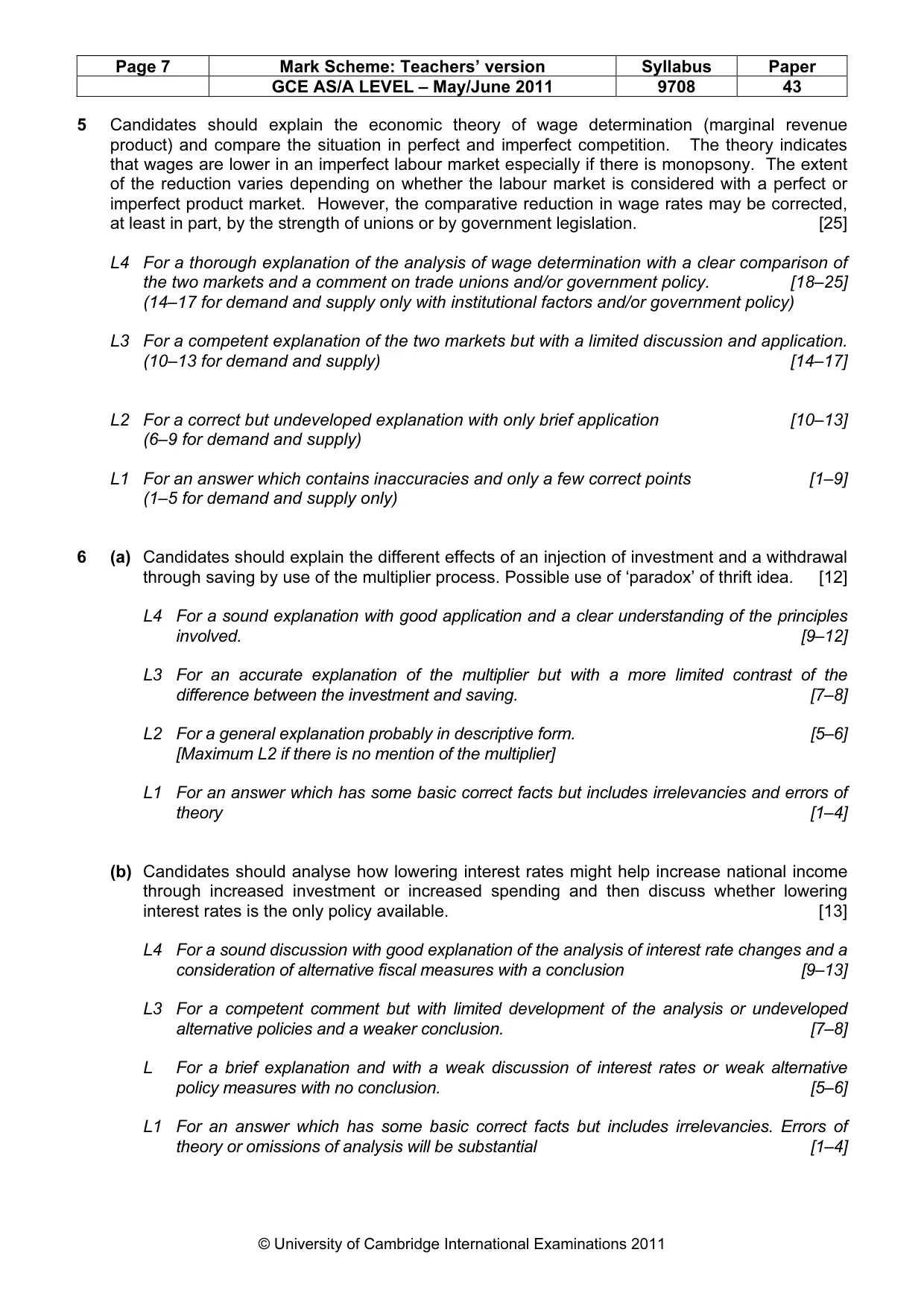 Mark scheme, page 7 of 8