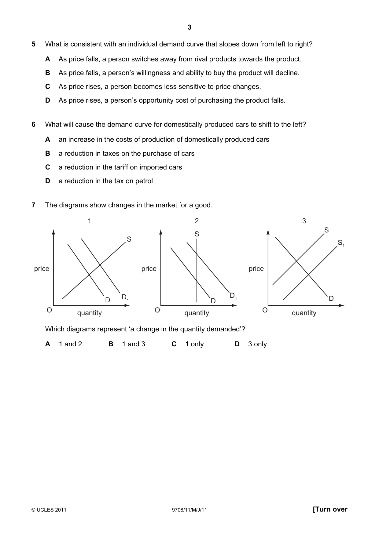 Cambridge A Level Economics 9708 2011 May/June Paper 1 · Variant 1 question paper, page 3 of 12