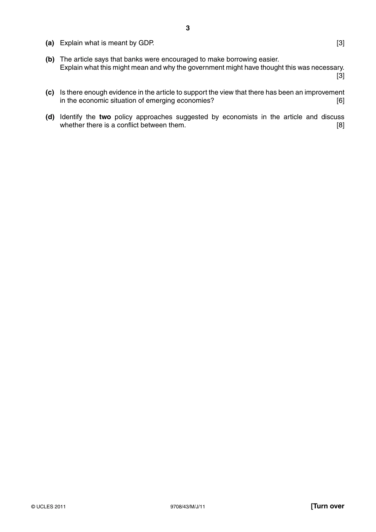Cambridge A Level Economics 9708 2011 May/June Paper 4 · Variant 3 question paper, page 3 of 4