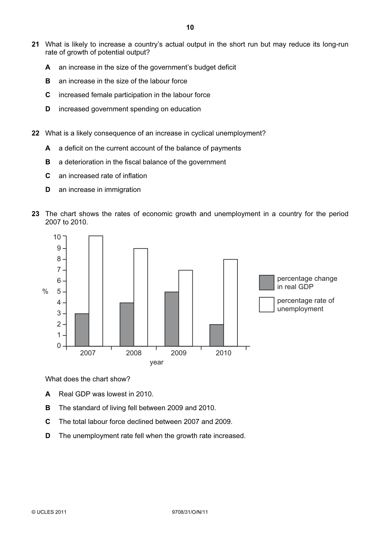 Cambridge A Level Economics 9708 2011 Oct/Nov Paper 3 · Variant 1 question paper, page 10 of 16