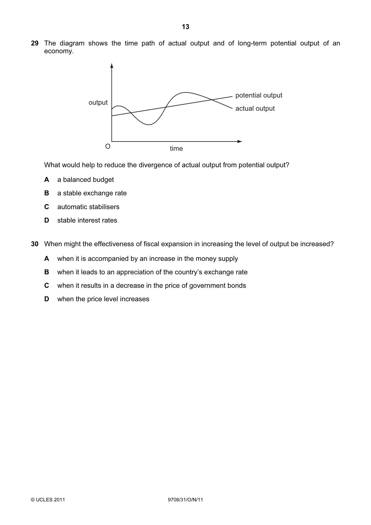 Cambridge A Level Economics 9708 2011 Oct/Nov Paper 3 · Variant 1 question paper, page 13 of 16