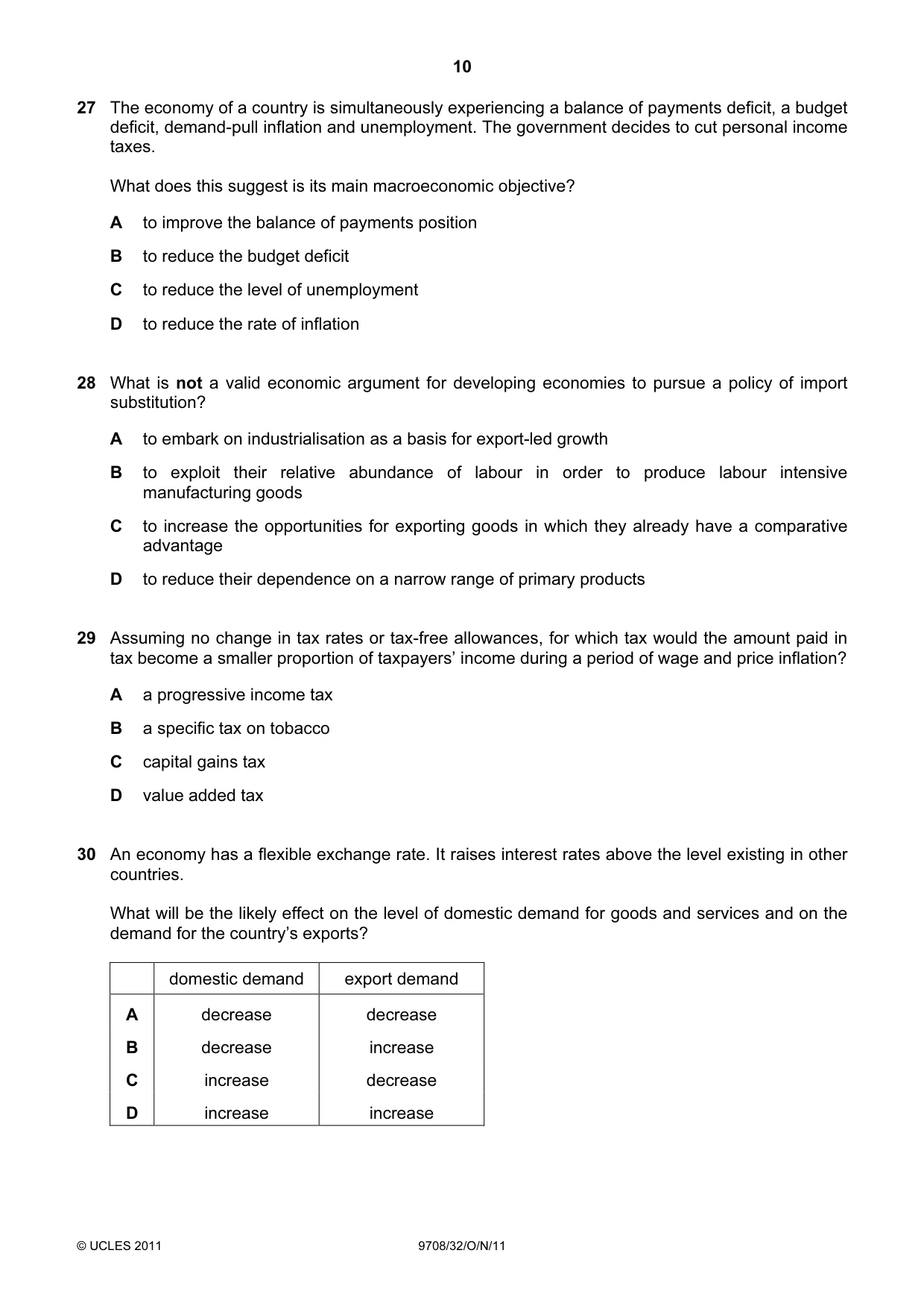 Cambridge A Level Economics 9708 2011 Oct/Nov Paper 3 · Variant 2 question paper, page 10 of 12