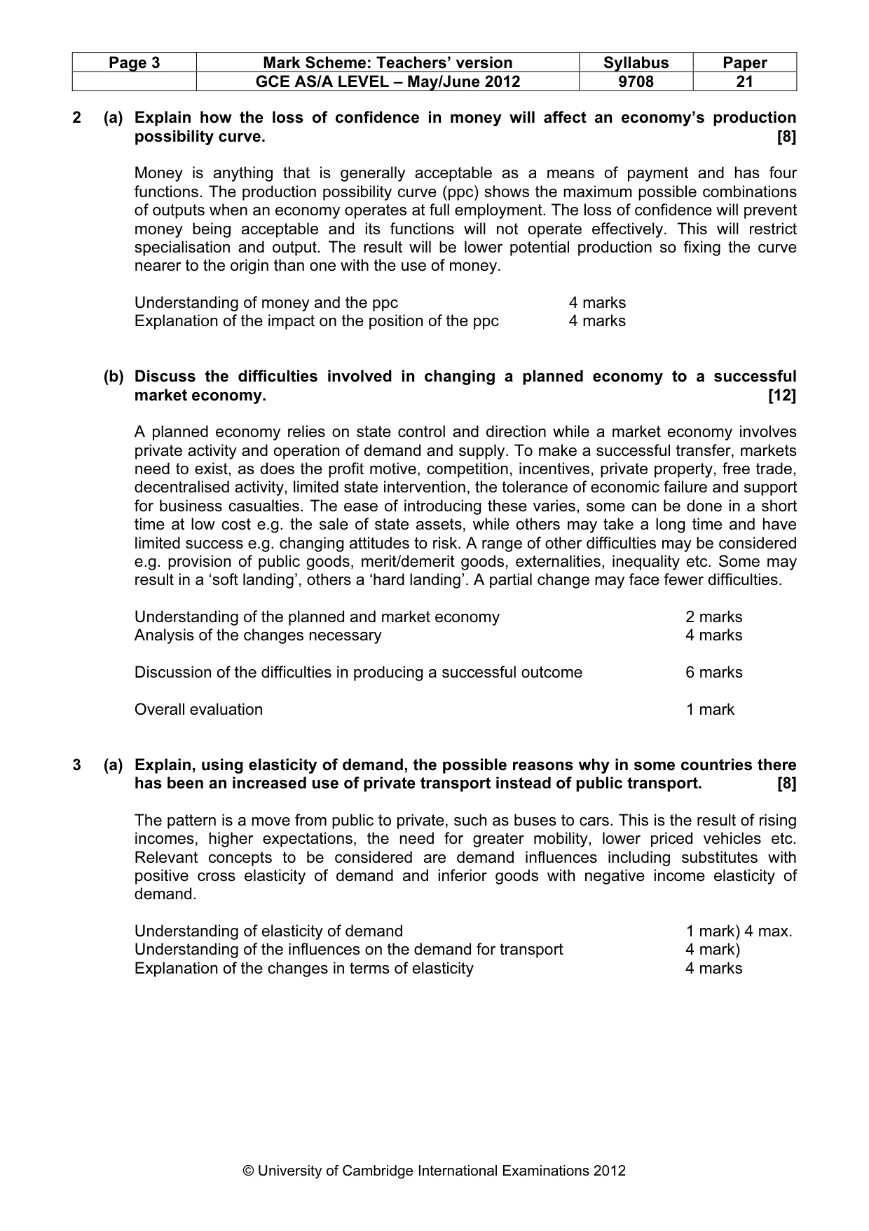 Mark scheme, page 3 of 4