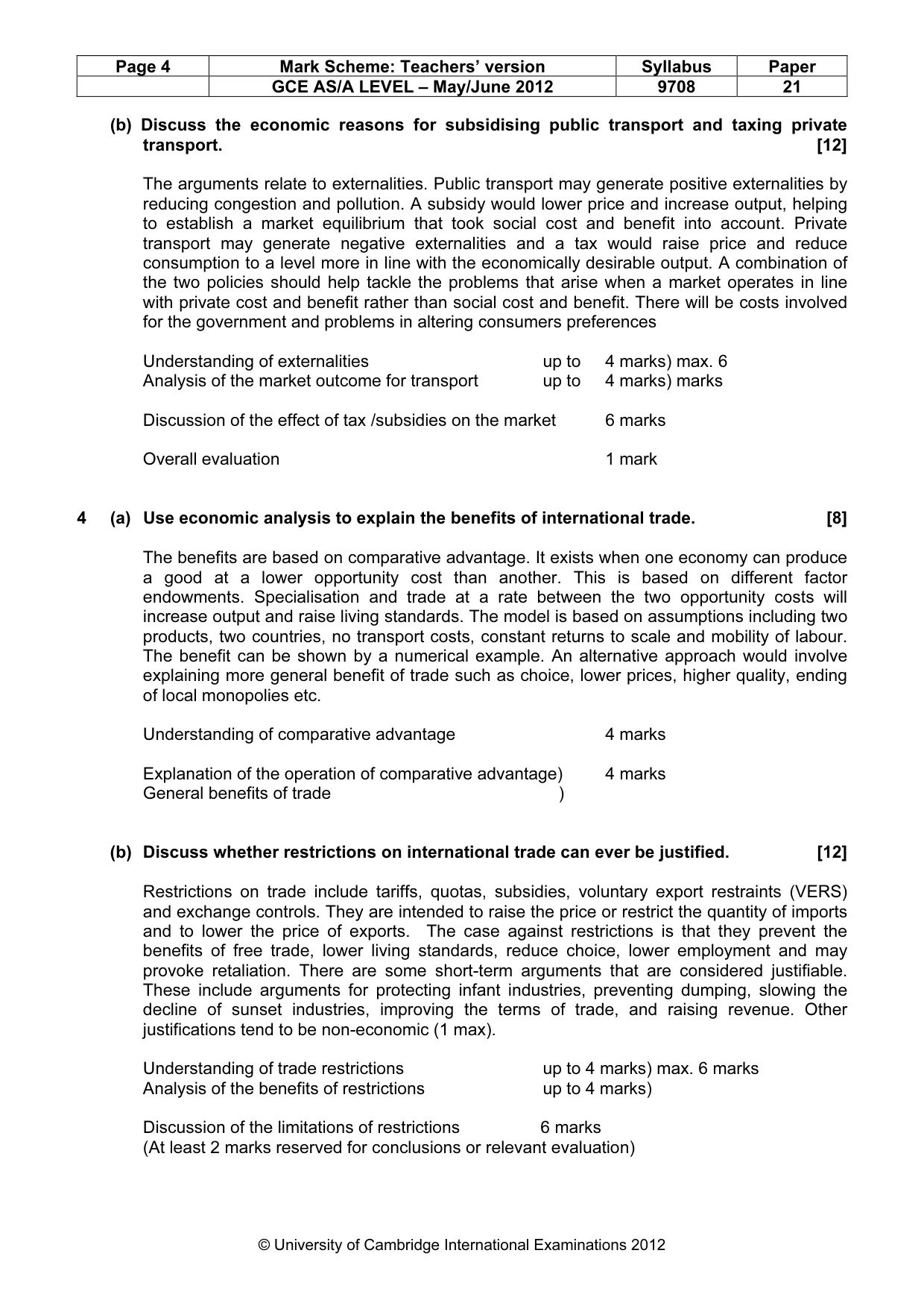 Mark scheme, page 4 of 4