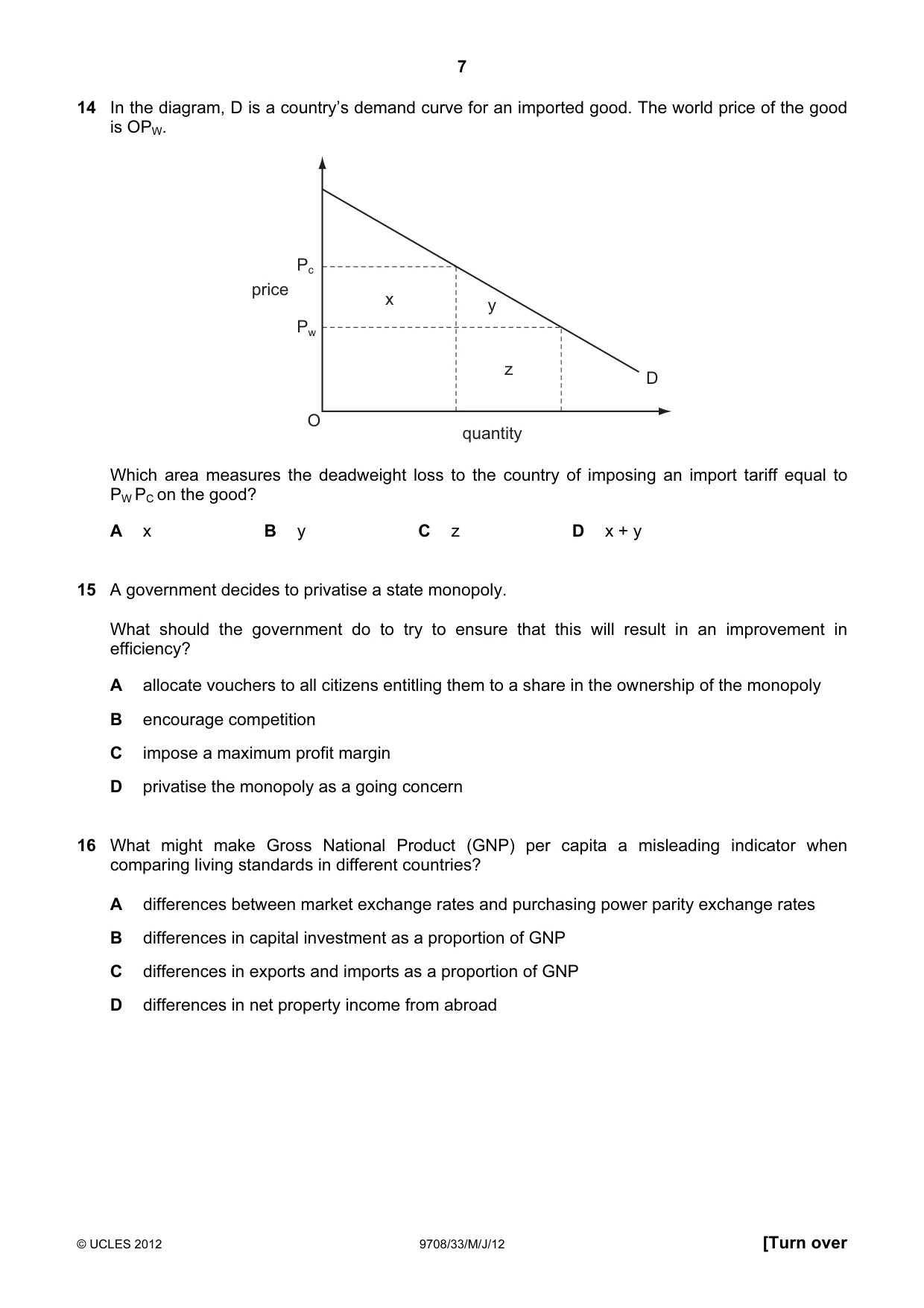 Cambridge A Level Economics 9708 2012 May/June Paper 3 · Variant 3 question paper, page 7 of 12