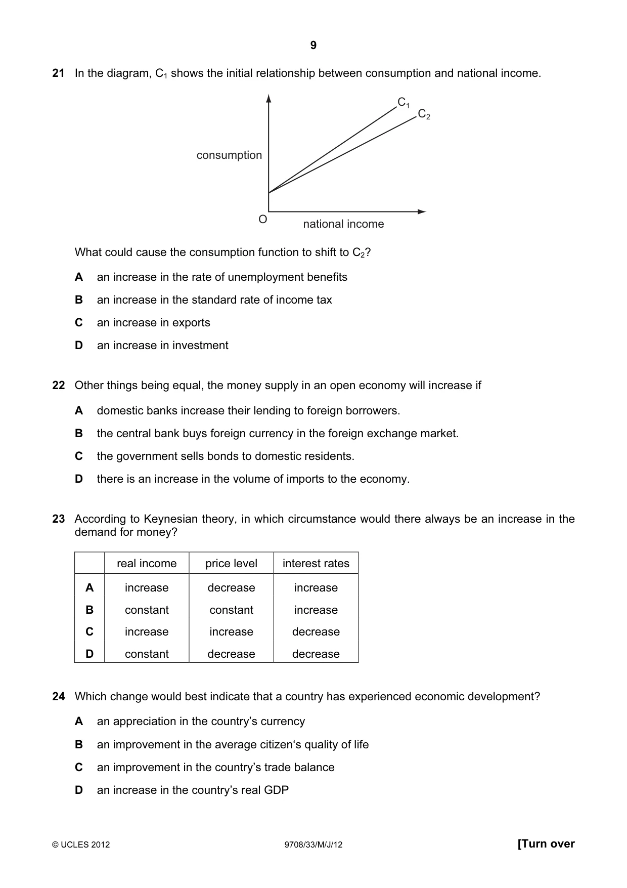 Cambridge A Level Economics 9708 2012 May/June Paper 3 · Variant 3 question paper, page 9 of 12