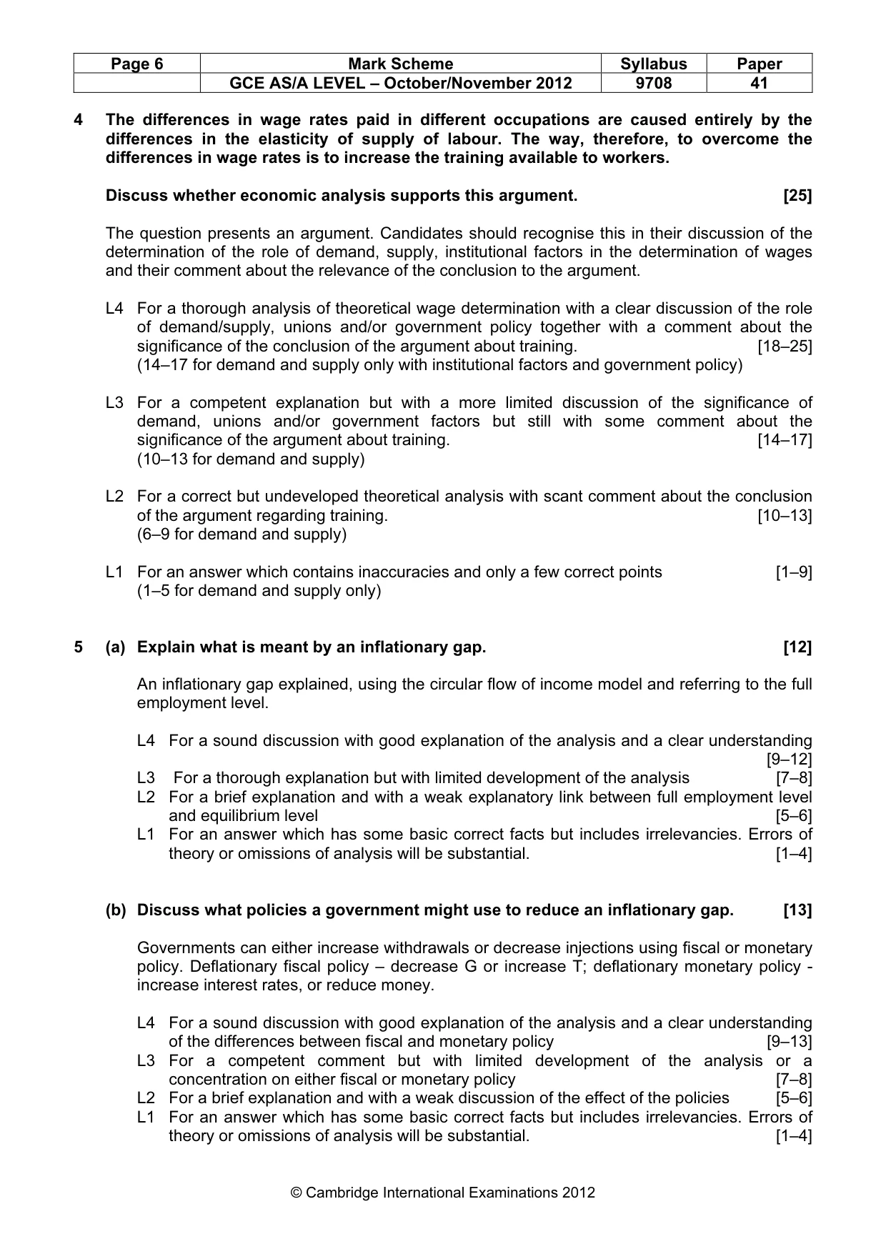 Mark scheme, page 6 of 7