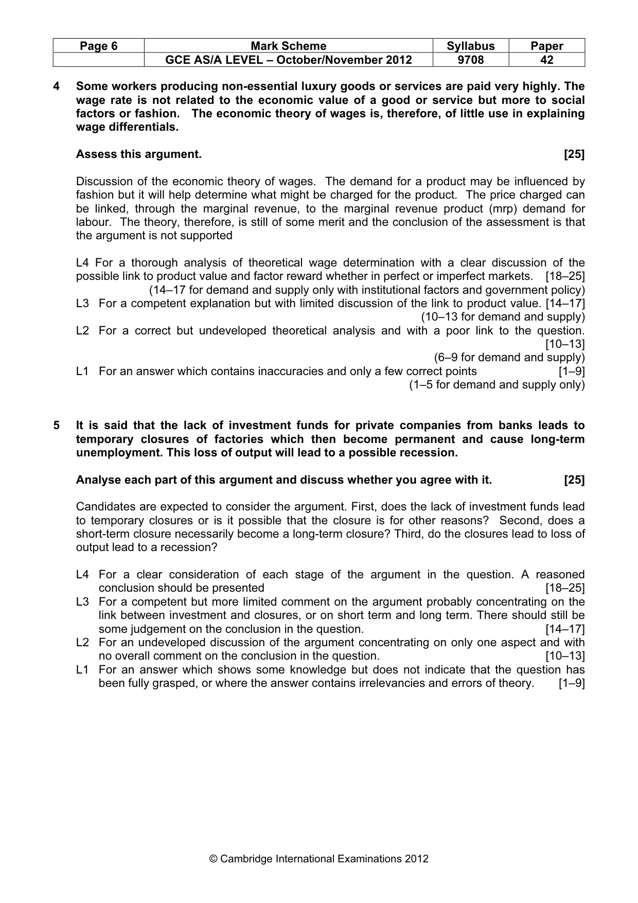 Mark scheme, page 6 of 8