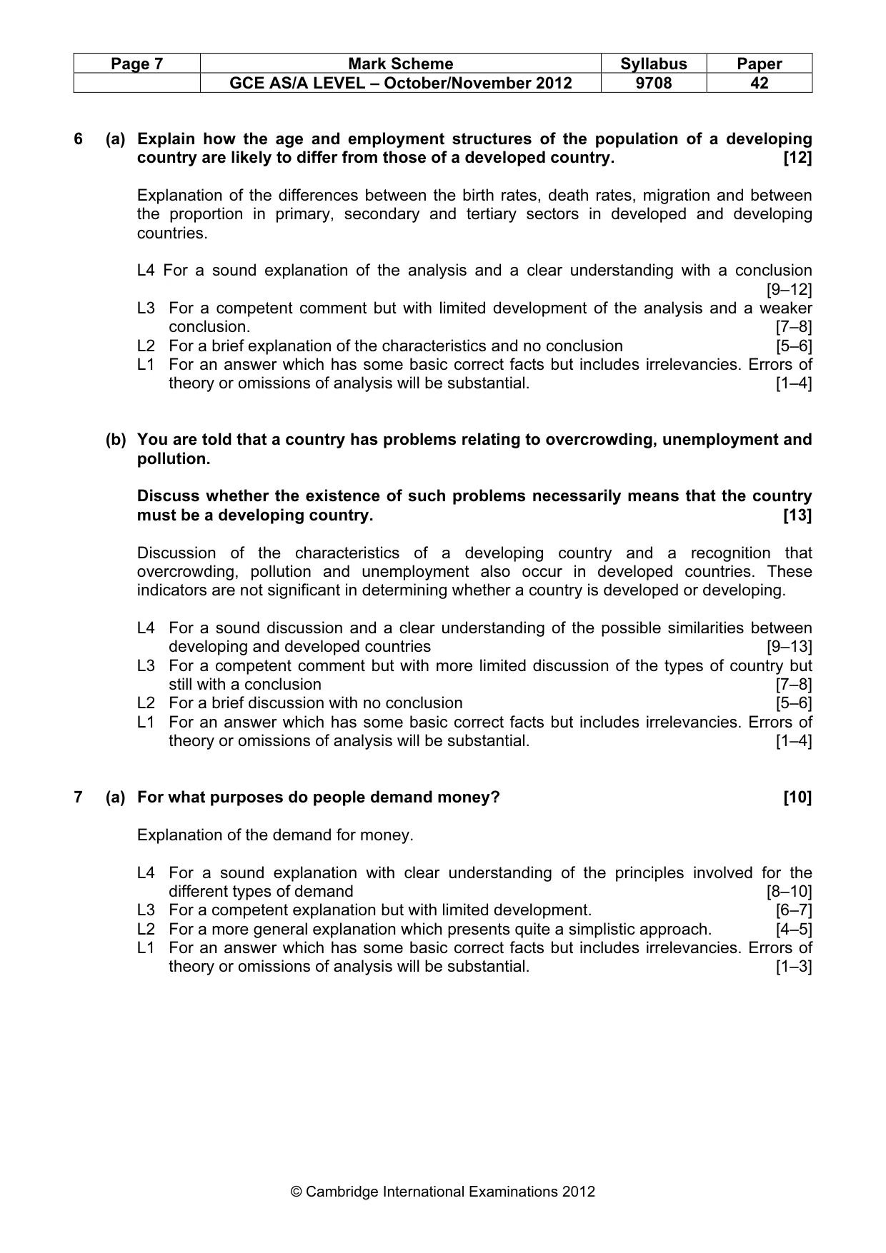 Mark scheme, page 7 of 8