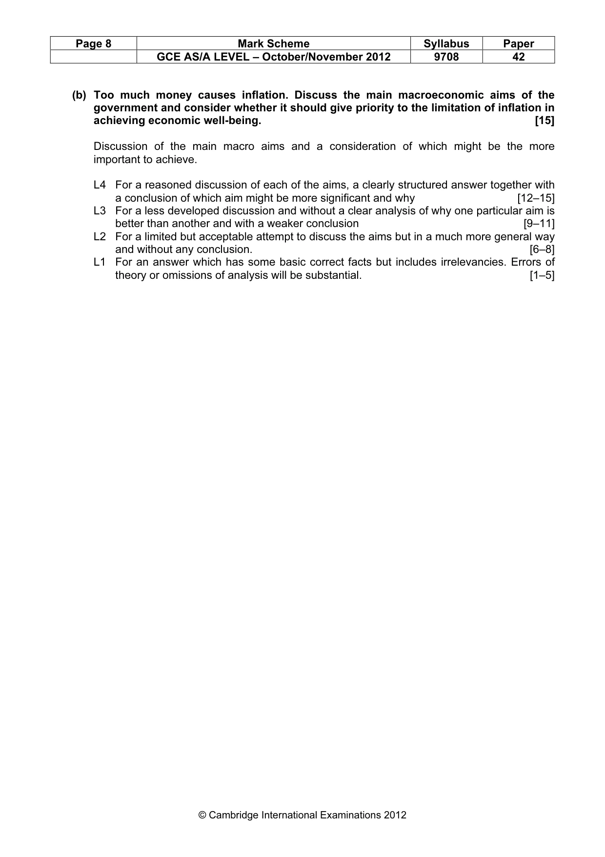 Mark scheme, page 8 of 8