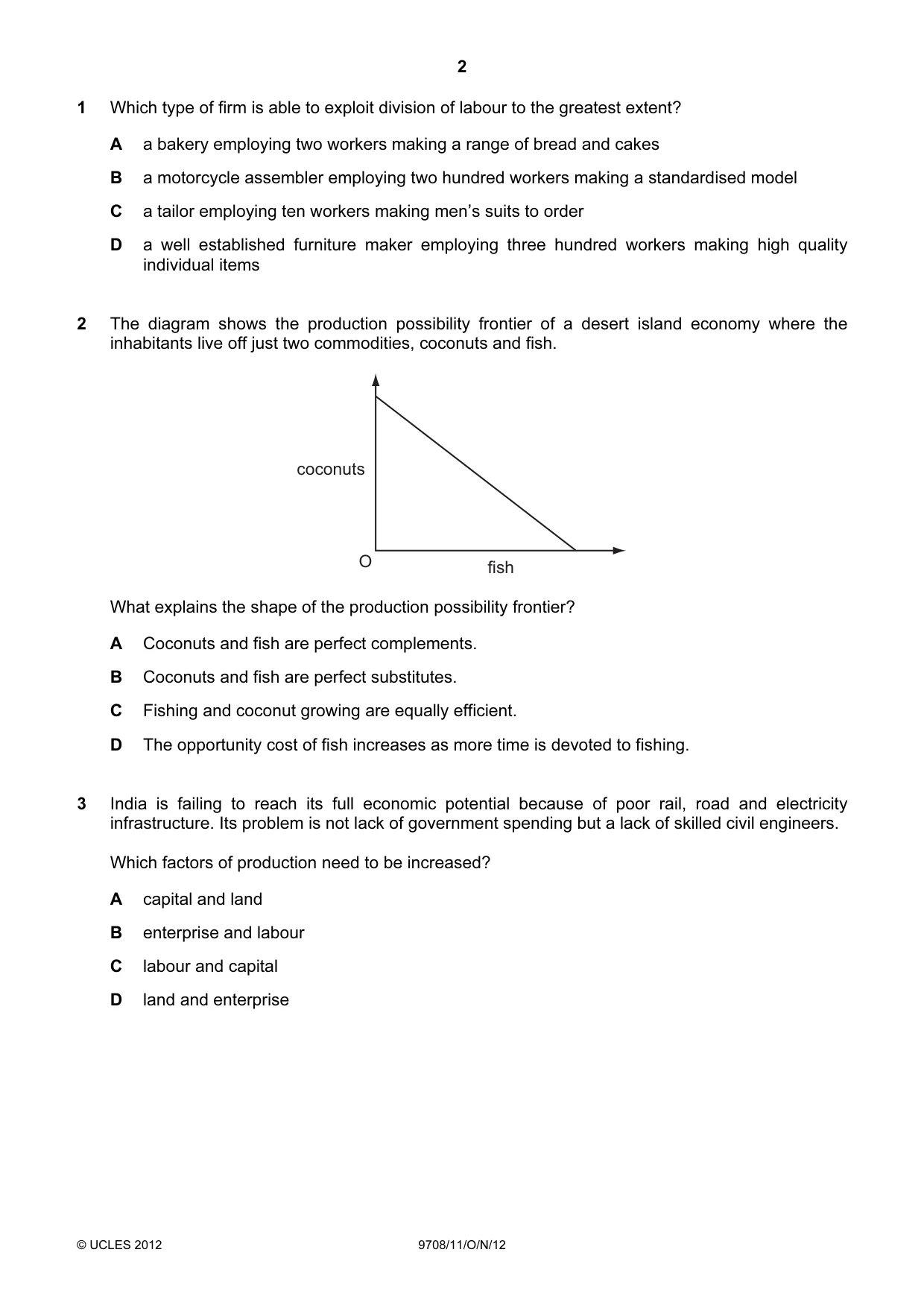 Cambridge A Level Economics 9708 2012 Oct/Nov Paper 1 · Variant 1 question paper, page 2 of 12