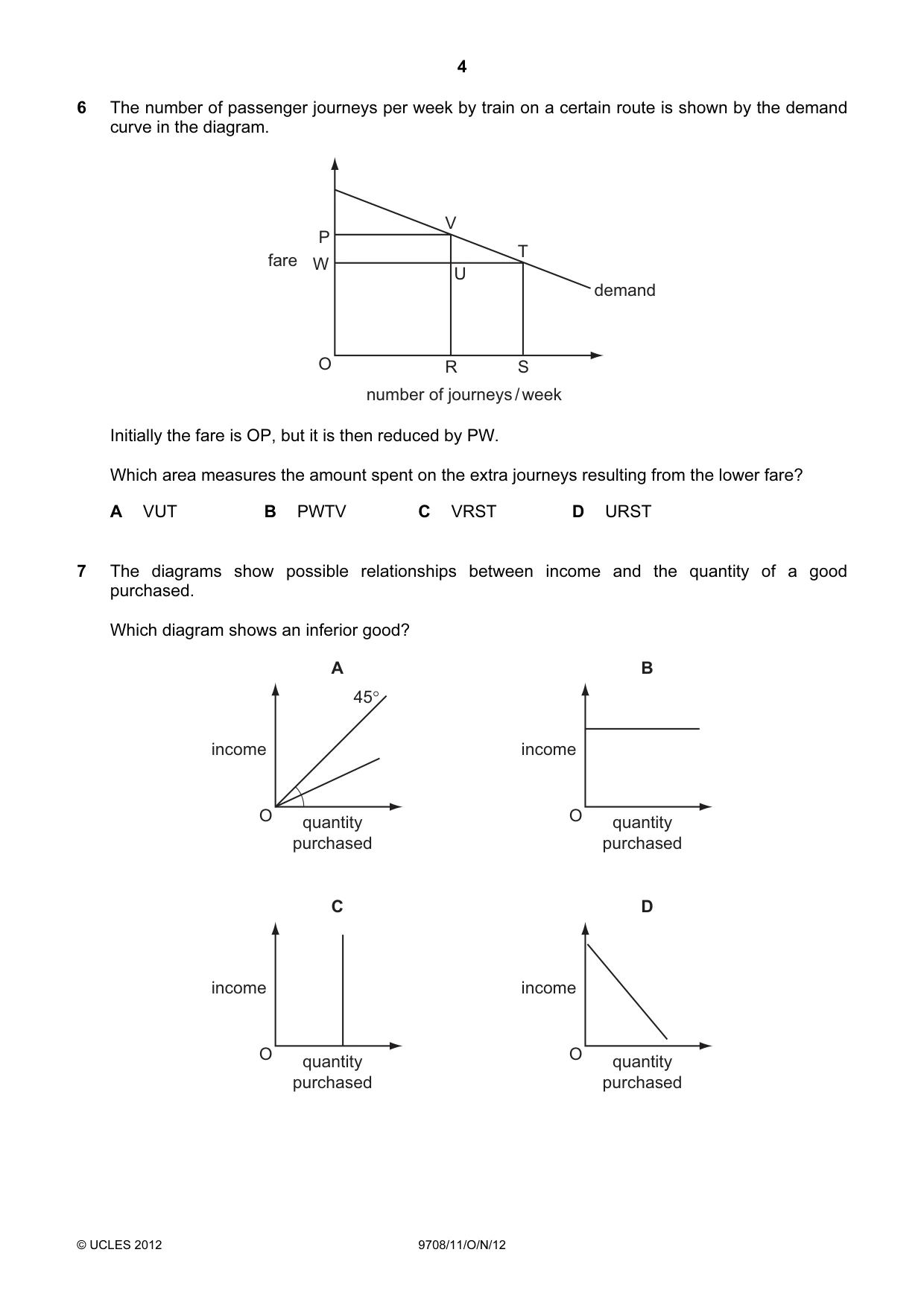 Cambridge A Level Economics 9708 2012 Oct/Nov Paper 1 · Variant 1 question paper, page 4 of 12