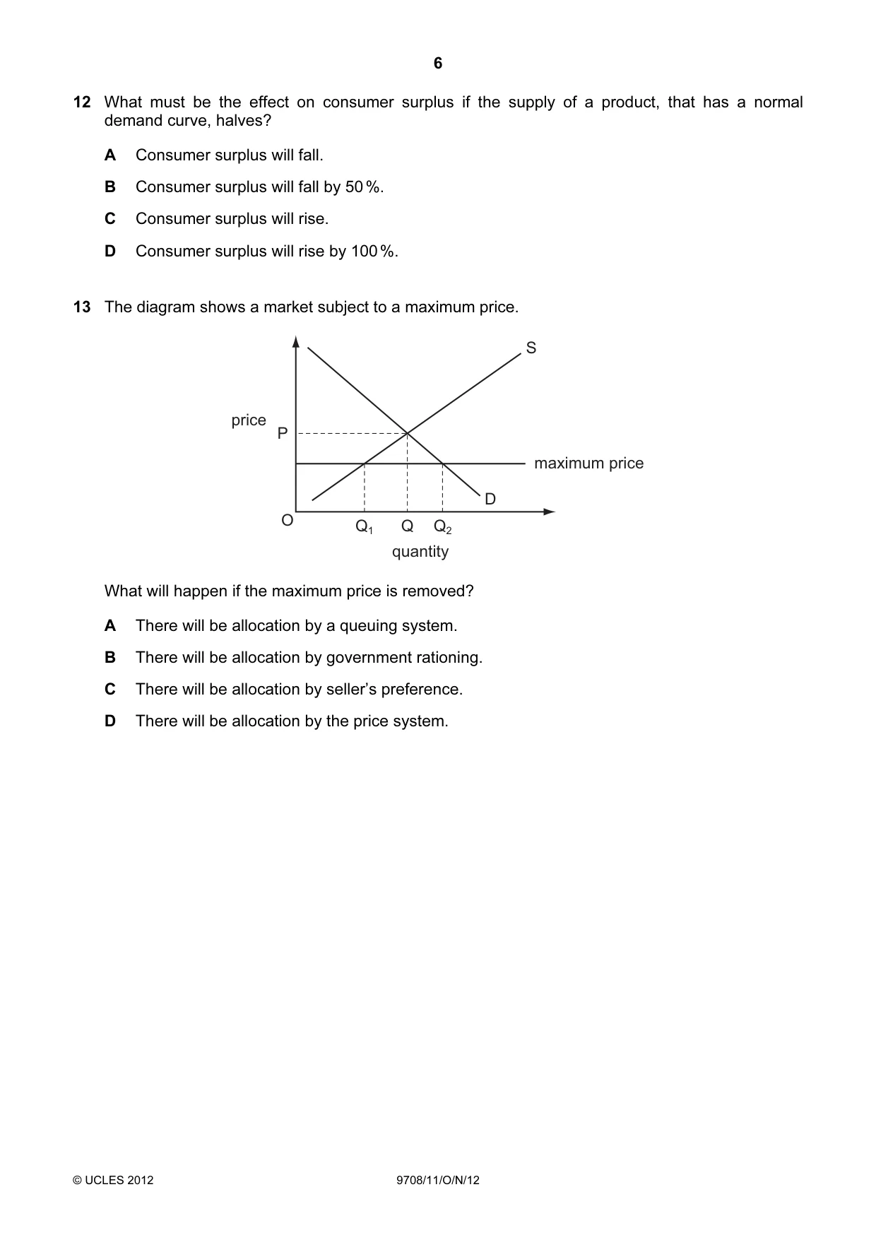 Cambridge A Level Economics 9708 2012 Oct/Nov Paper 1 · Variant 1 question paper, page 6 of 12