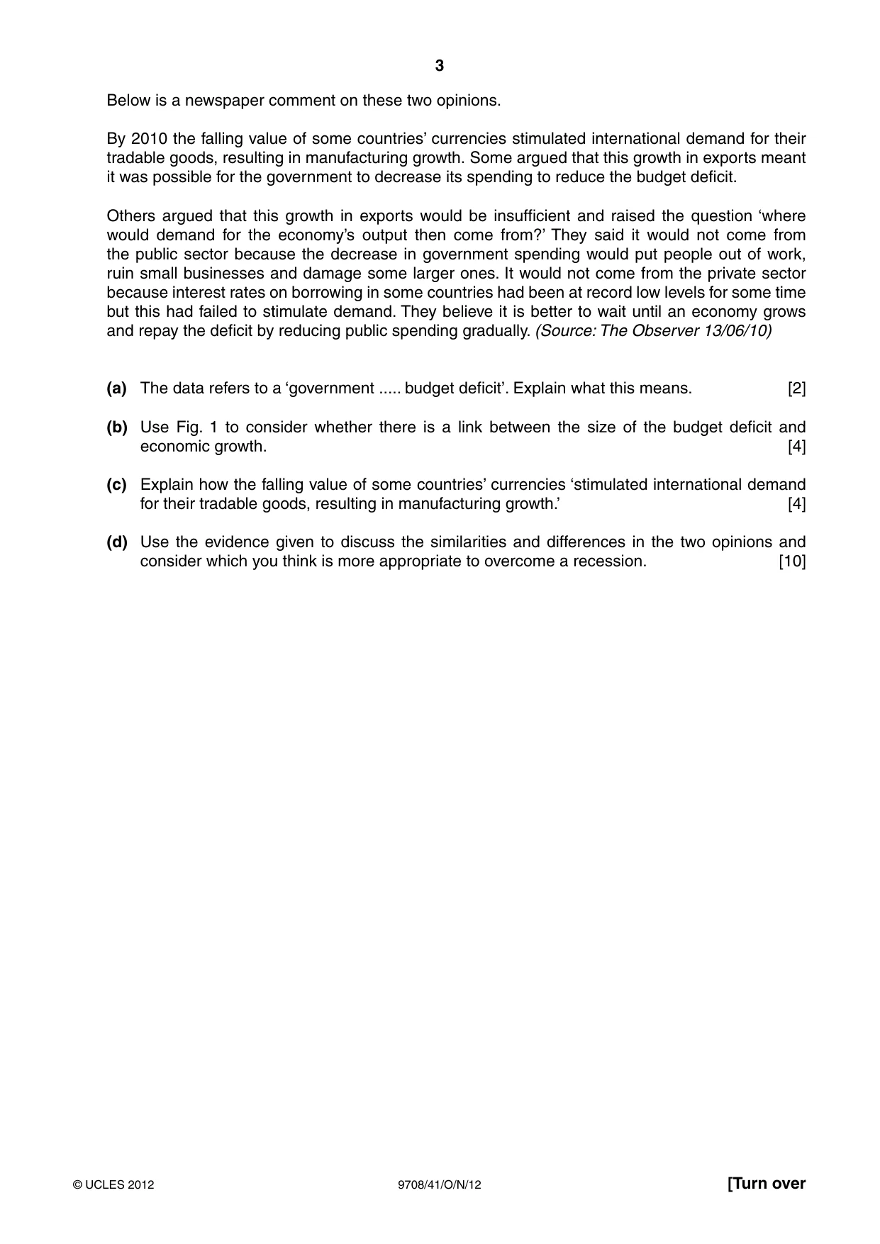 Cambridge A Level Economics 9708 2012 Oct/Nov Paper 4 · Variant 1 question paper, page 3 of 4