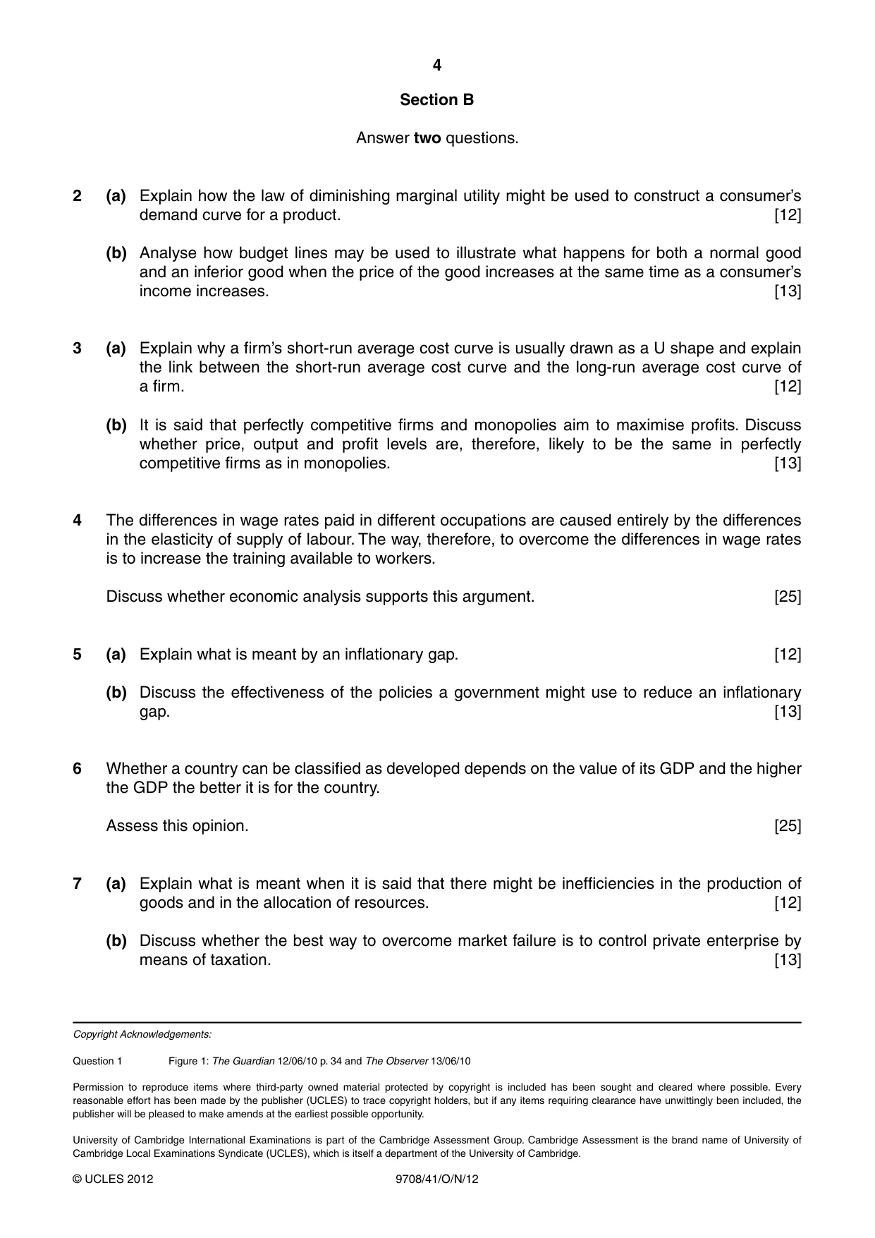 Cambridge A Level Economics 9708 2012 Oct/Nov Paper 4 · Variant 1 question paper, page 4 of 4