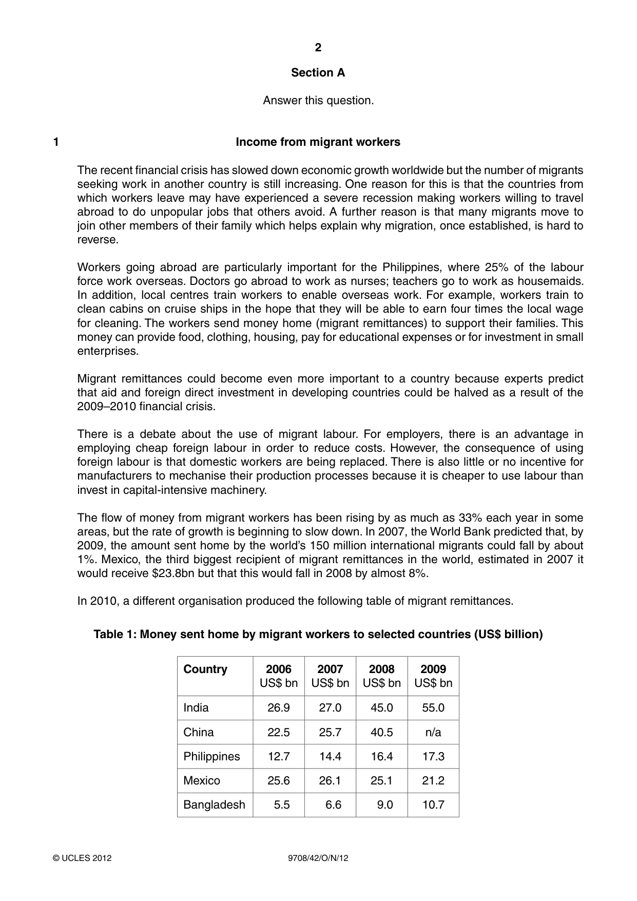 Cambridge A Level Economics 9708 2012 Oct/Nov Paper 4 · Variant 2 question paper, page 2 of 4