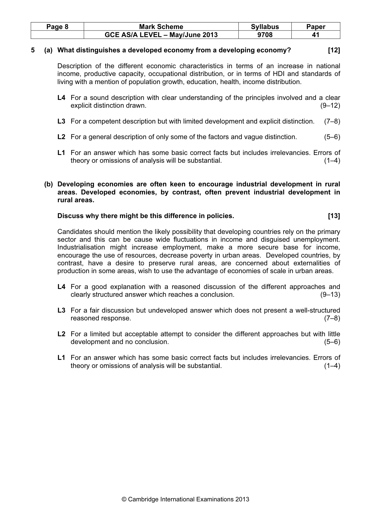 Mark scheme, page 8 of 10