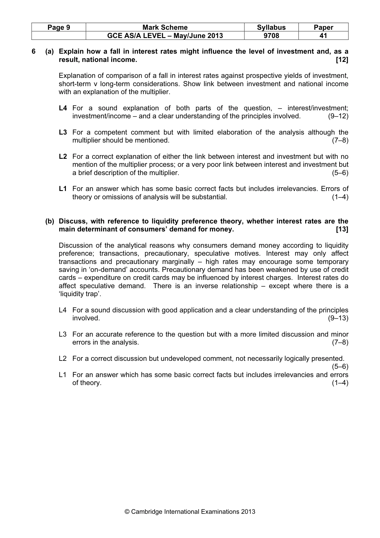 Mark scheme, page 9 of 10