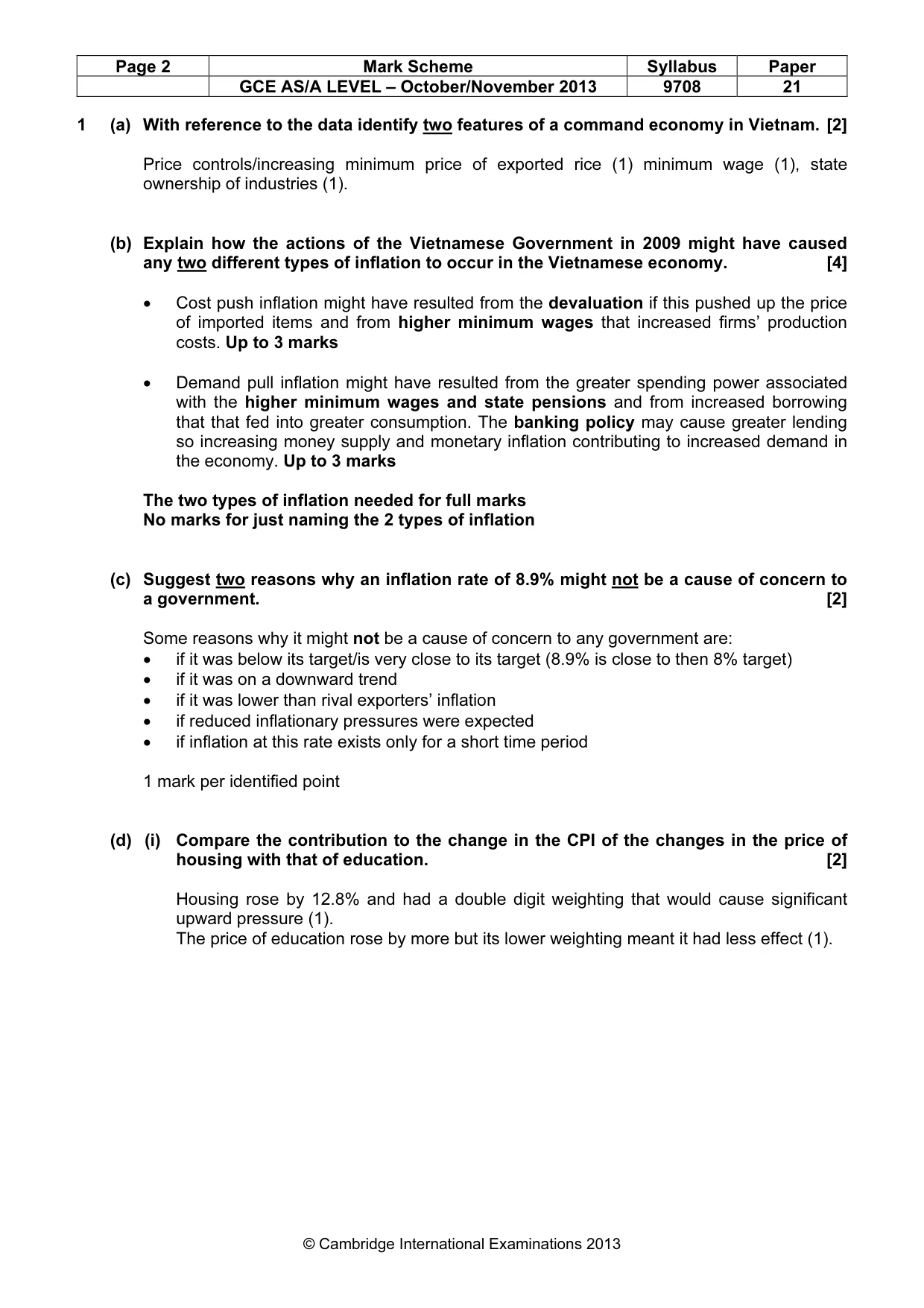 Mark scheme, page 2 of 5