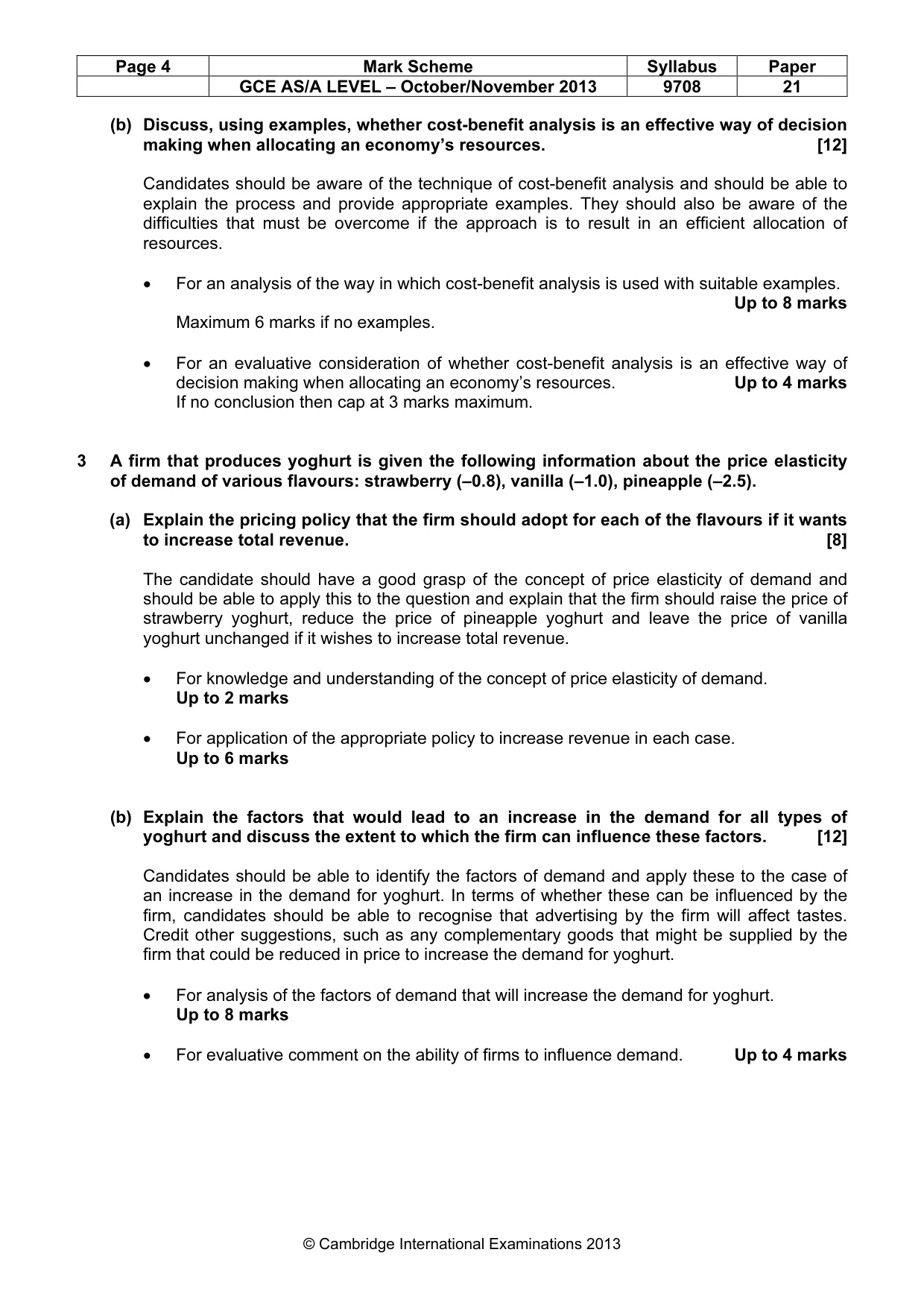 Mark scheme, page 4 of 5