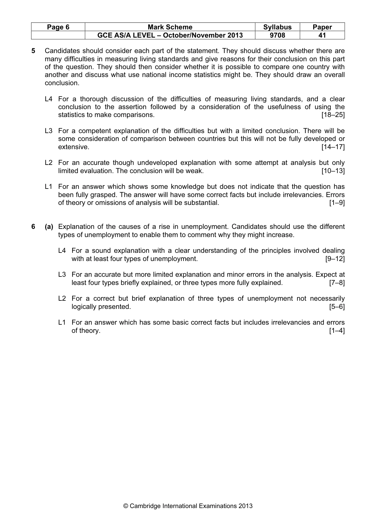 Mark scheme, page 6 of 7
