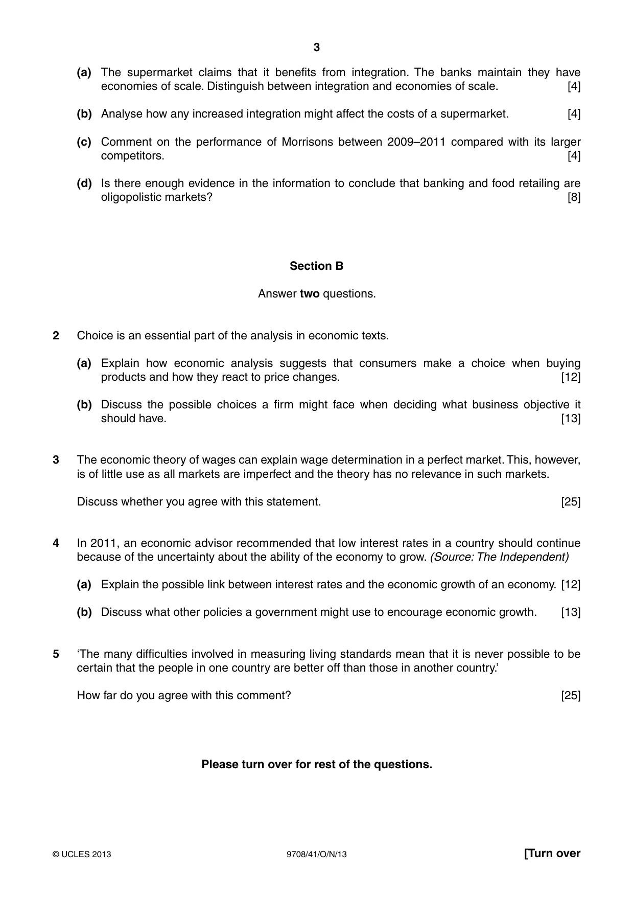 Cambridge A Level Economics 9708 2013 Oct/Nov Paper 4 · Variant 1 question paper, page 3 of 4
