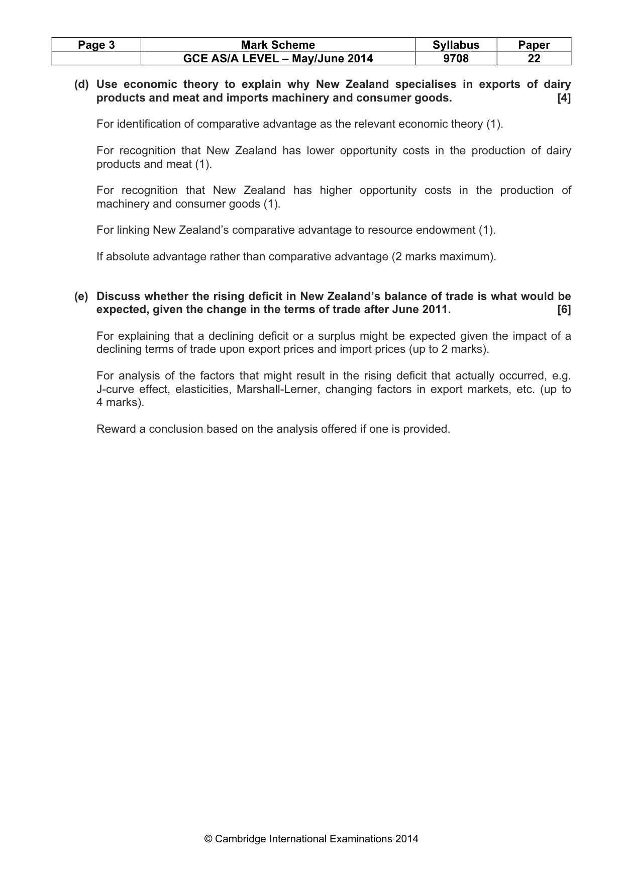 Mark scheme, page 3 of 6
