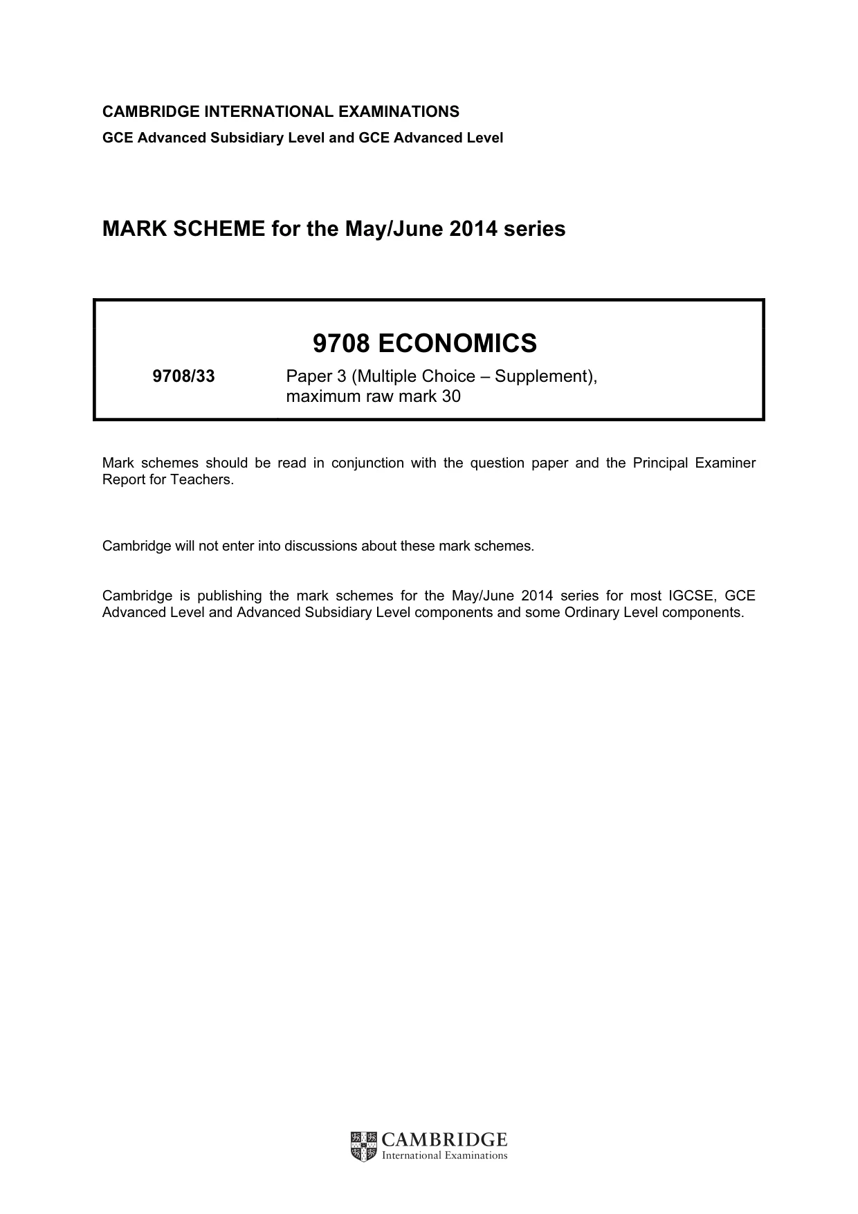Mark scheme, page 1 of 2