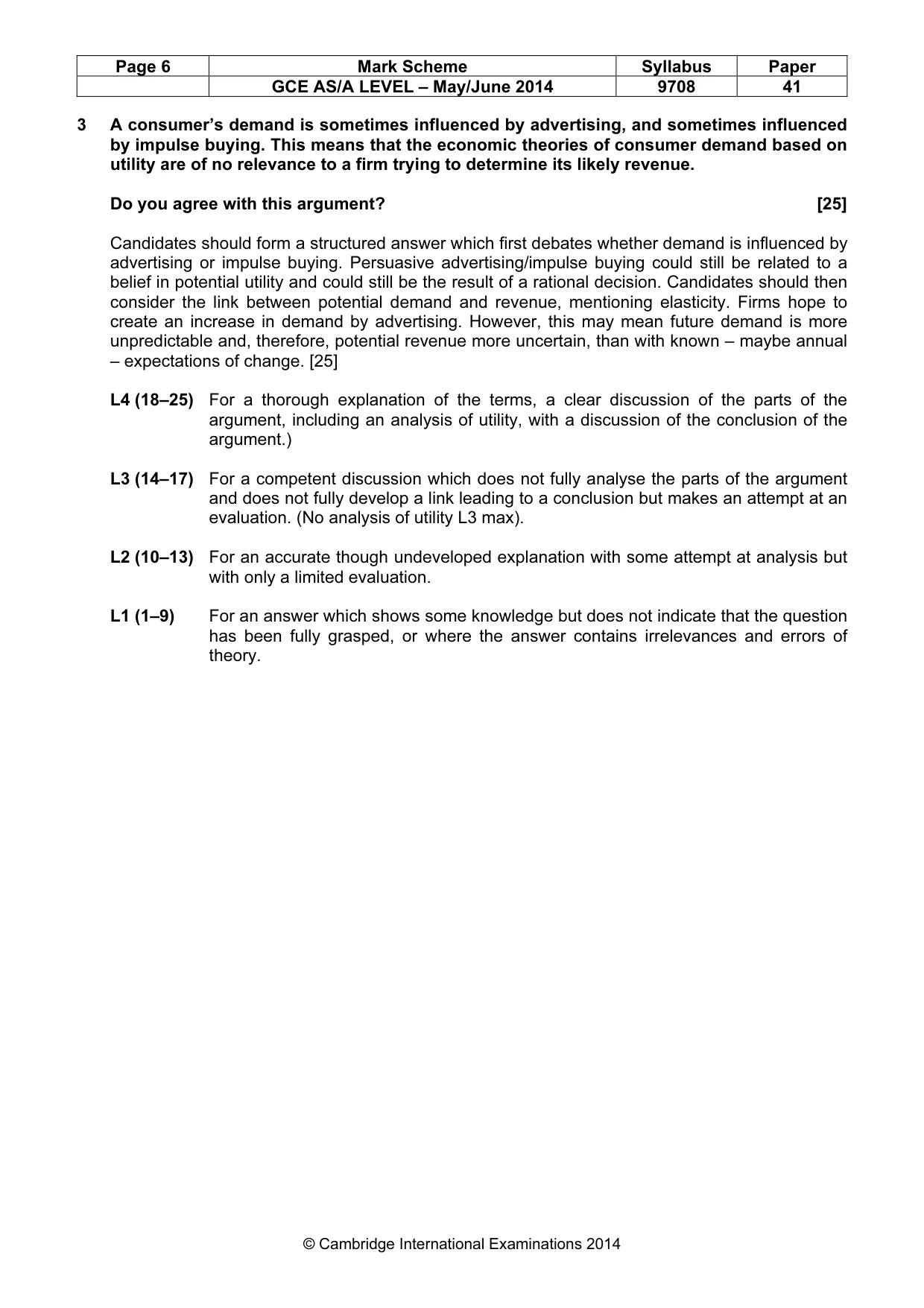 Mark scheme, page 6 of 10