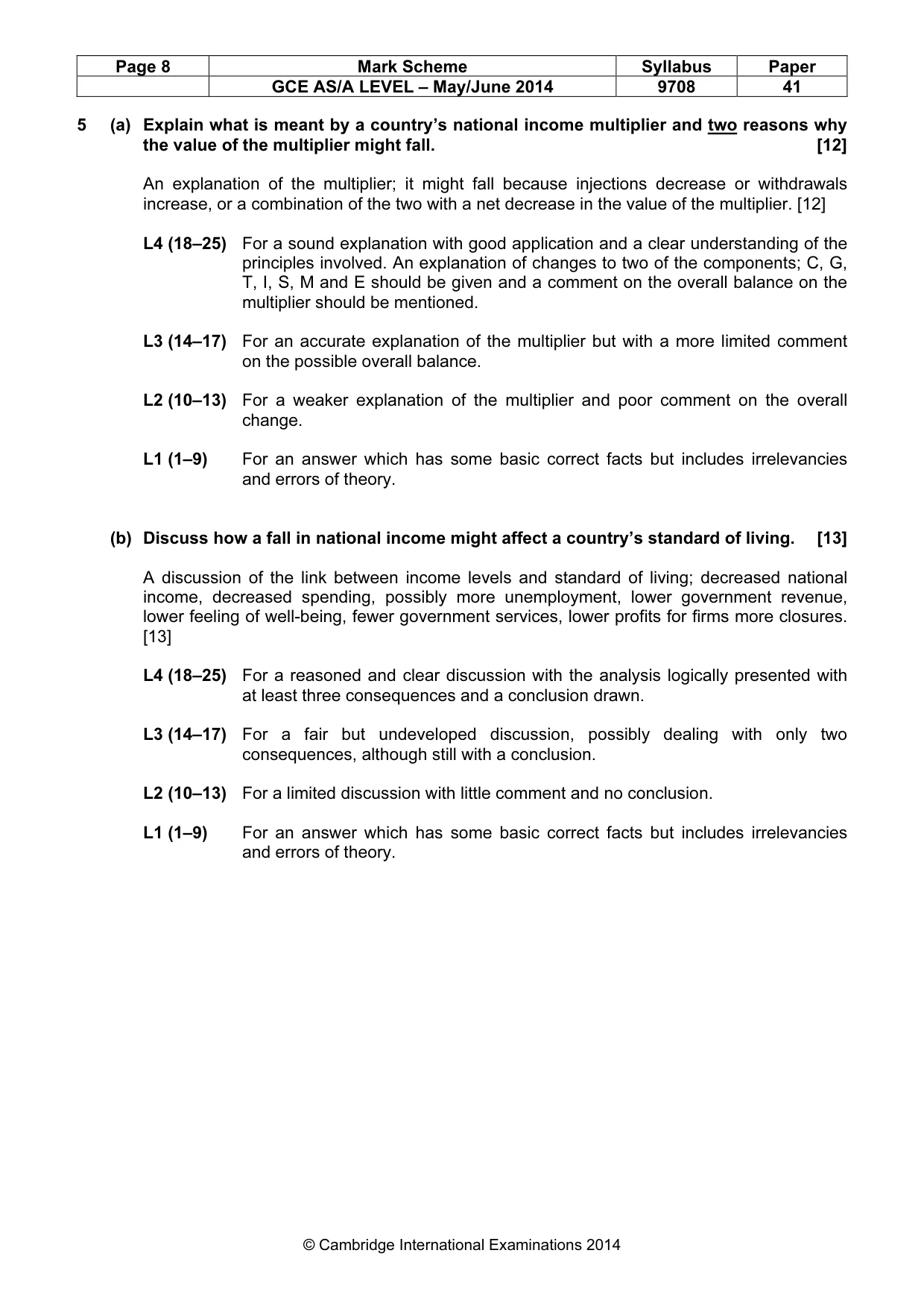 Mark scheme, page 8 of 10