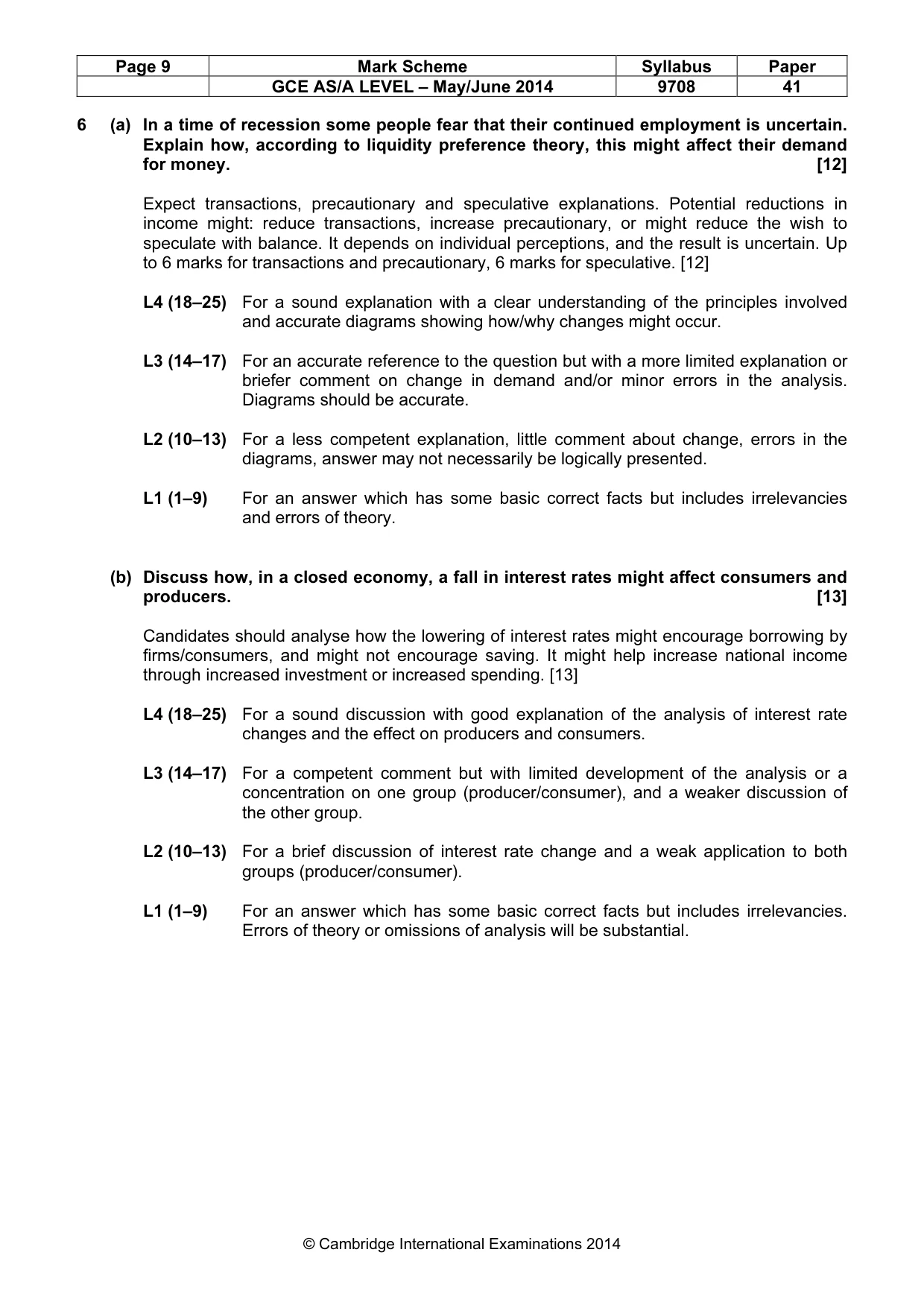 Mark scheme, page 9 of 10
