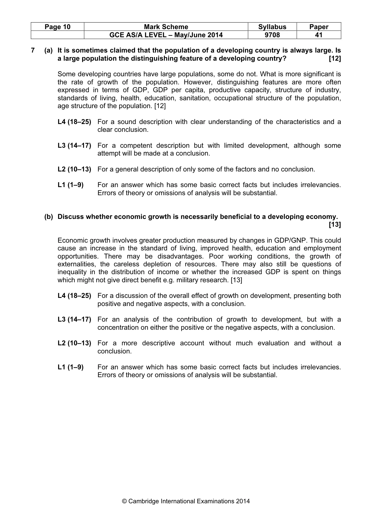 Mark scheme, page 10 of 10