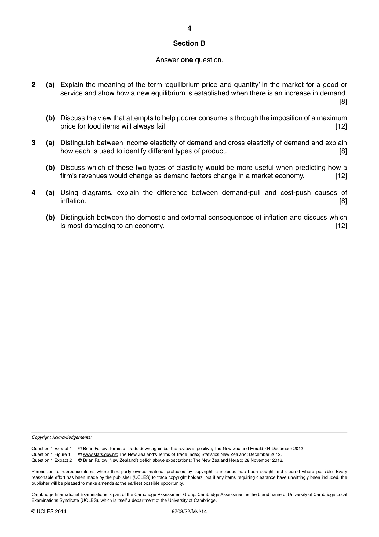 Cambridge A Level Economics 9708 2014 May/June Paper 2 · Variant 2 question paper, page 4 of 4