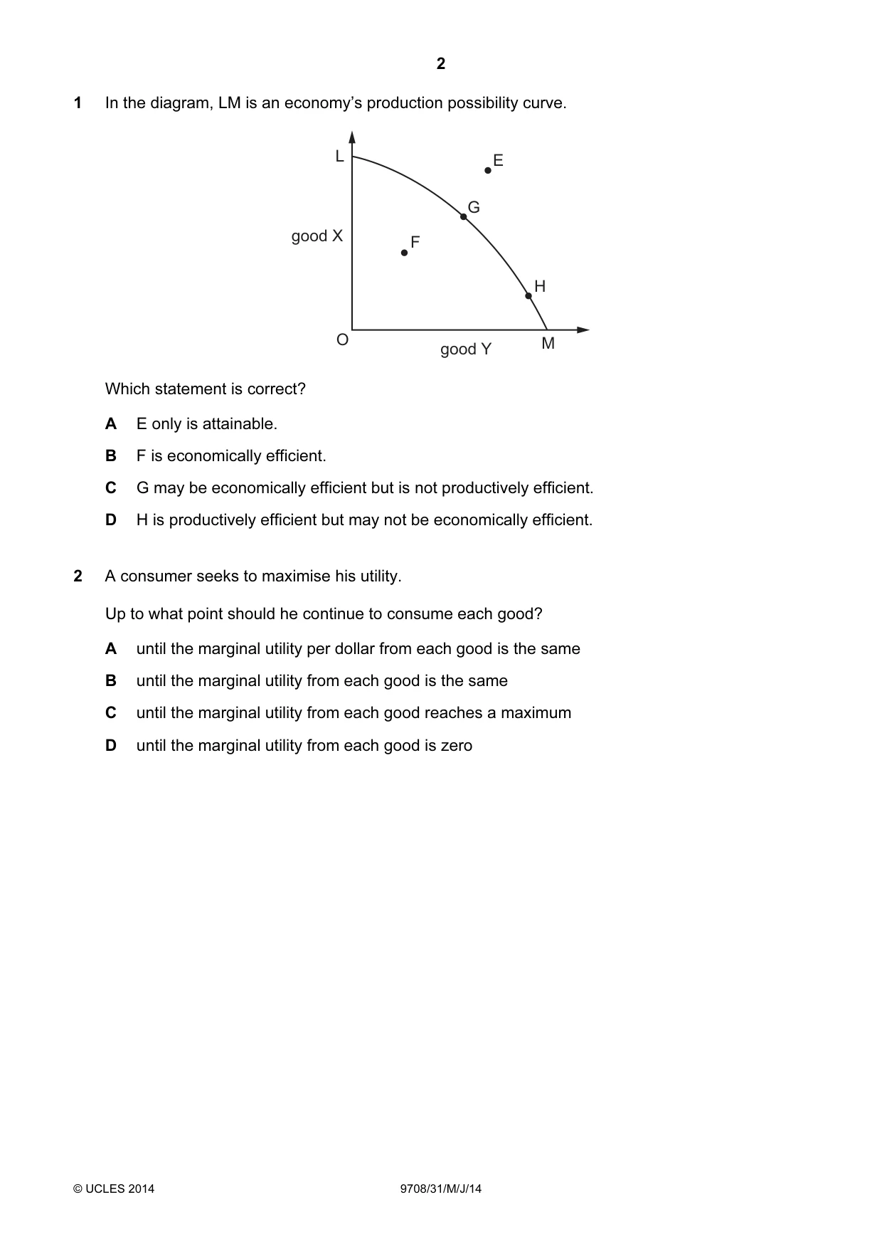 Cambridge A Level Economics 9708 2014 May/June Paper 3 · Variant 1 question paper, page 2 of 16
