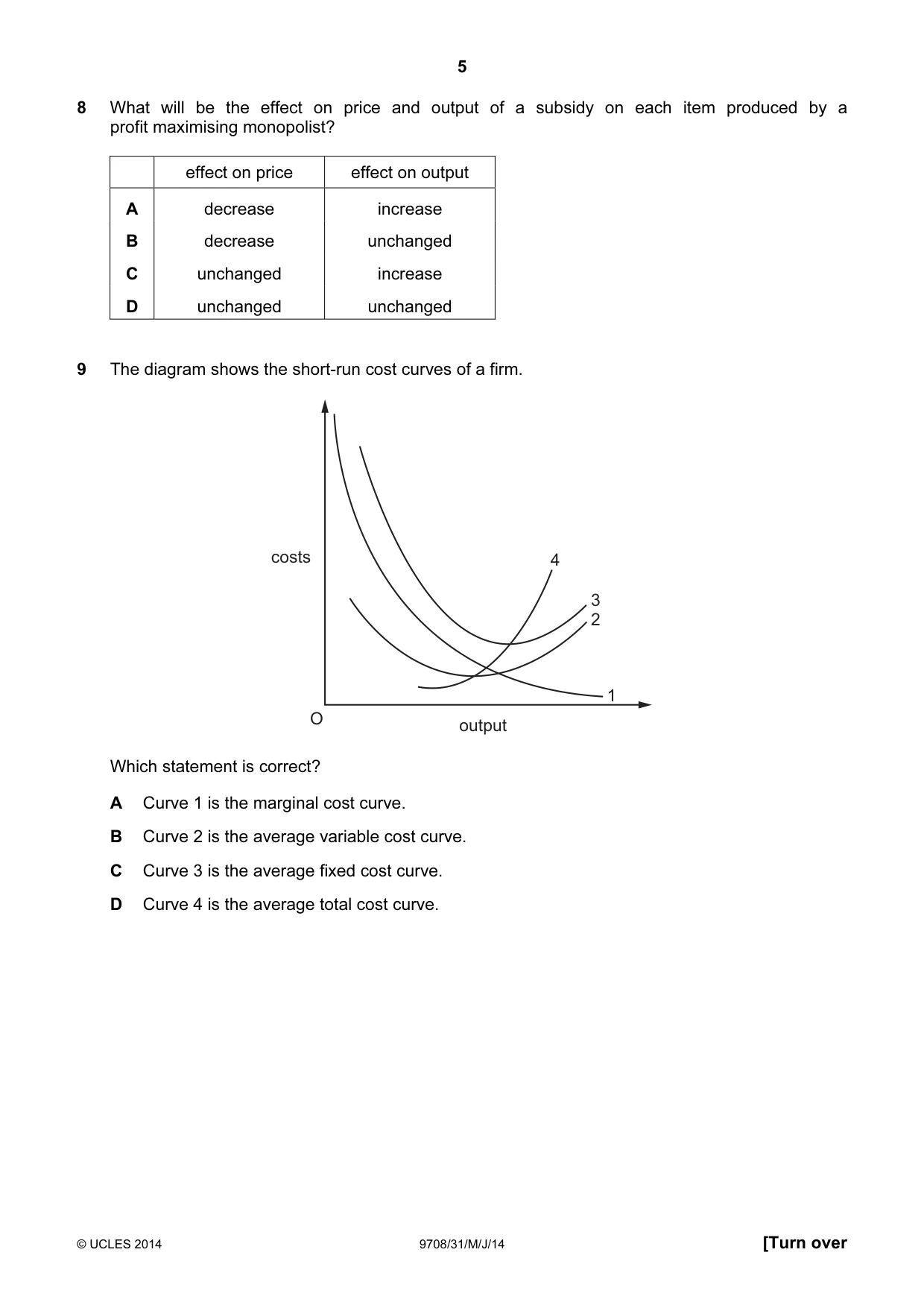 Cambridge A Level Economics 9708 2014 May/June Paper 3 · Variant 1 question paper, page 5 of 16