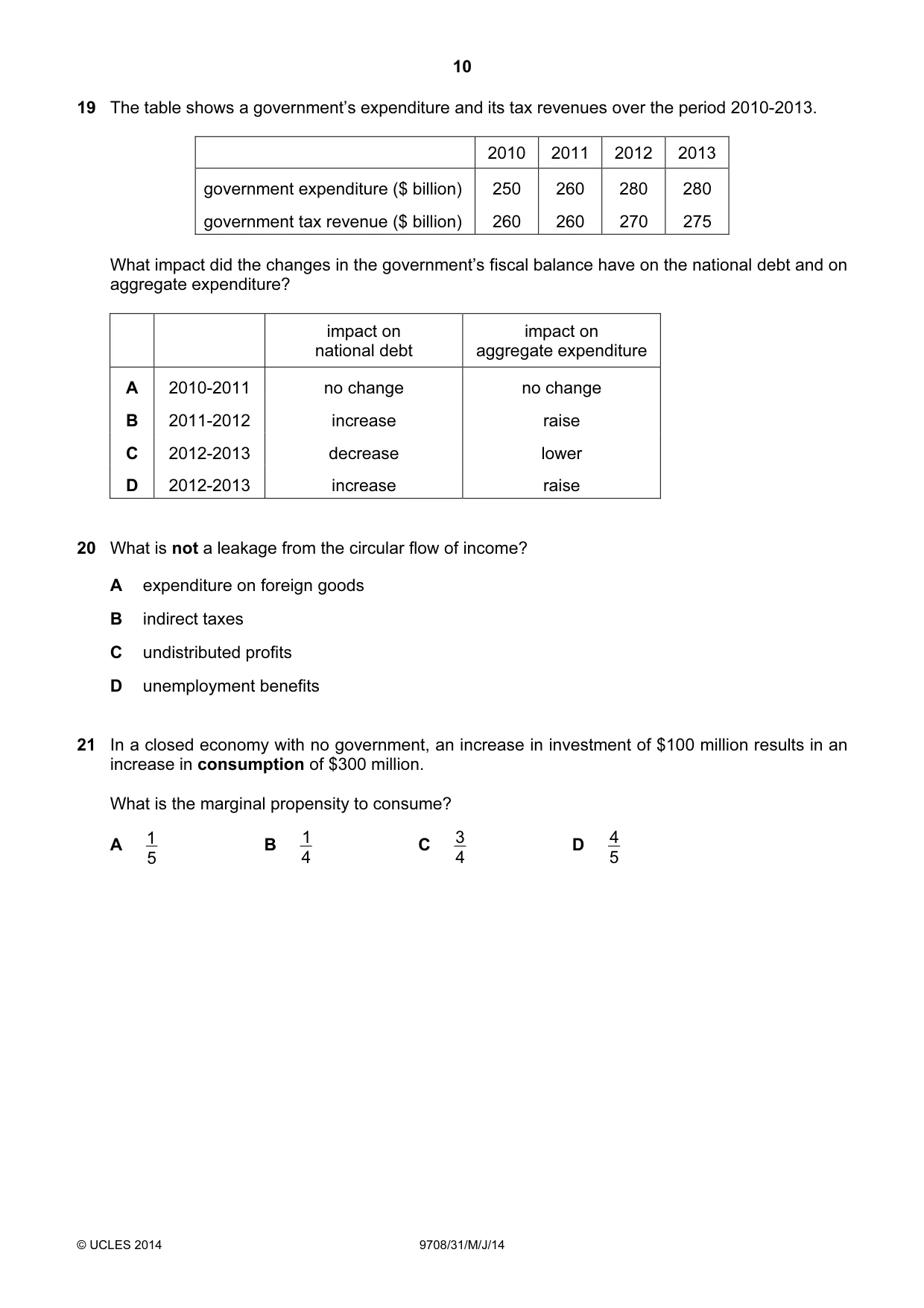 Cambridge A Level Economics 9708 2014 May/June Paper 3 · Variant 1 question paper, page 10 of 16
