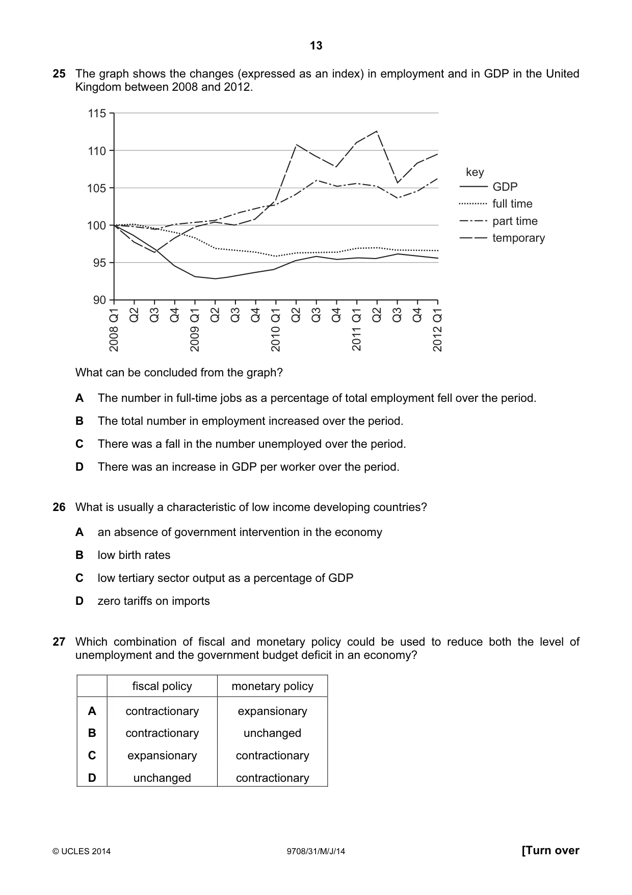 Cambridge A Level Economics 9708 2014 May/June Paper 3 · Variant 1 question paper, page 13 of 16