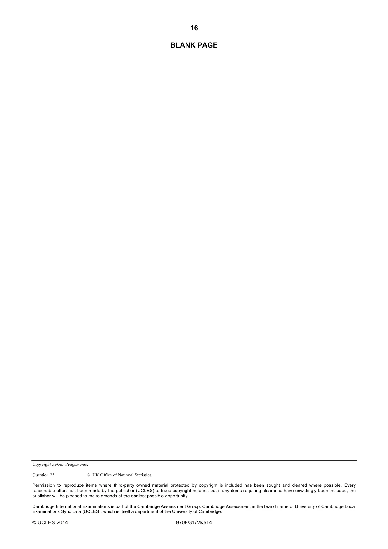 Cambridge A Level Economics 9708 2014 May/June Paper 3 · Variant 1 question paper, page 16 of 16