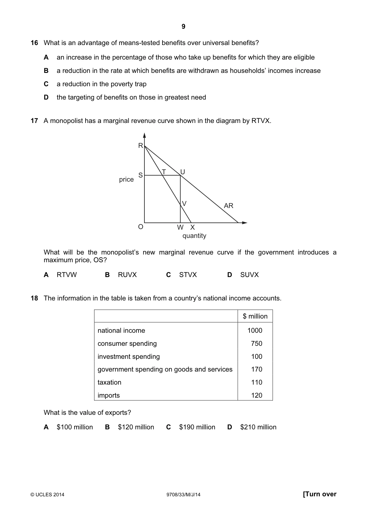 Cambridge A Level Economics 9708 2014 May/June Paper 3 · Variant 3 question paper, page 9 of 16