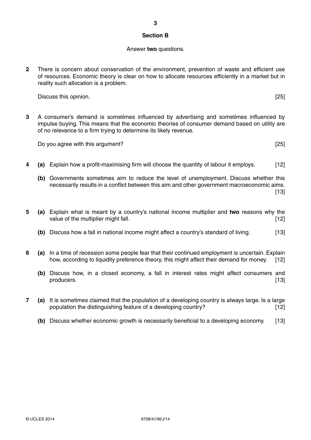 Cambridge A Level Economics 9708 2014 May/June Paper 4 · Variant 1 question paper, page 3 of 4