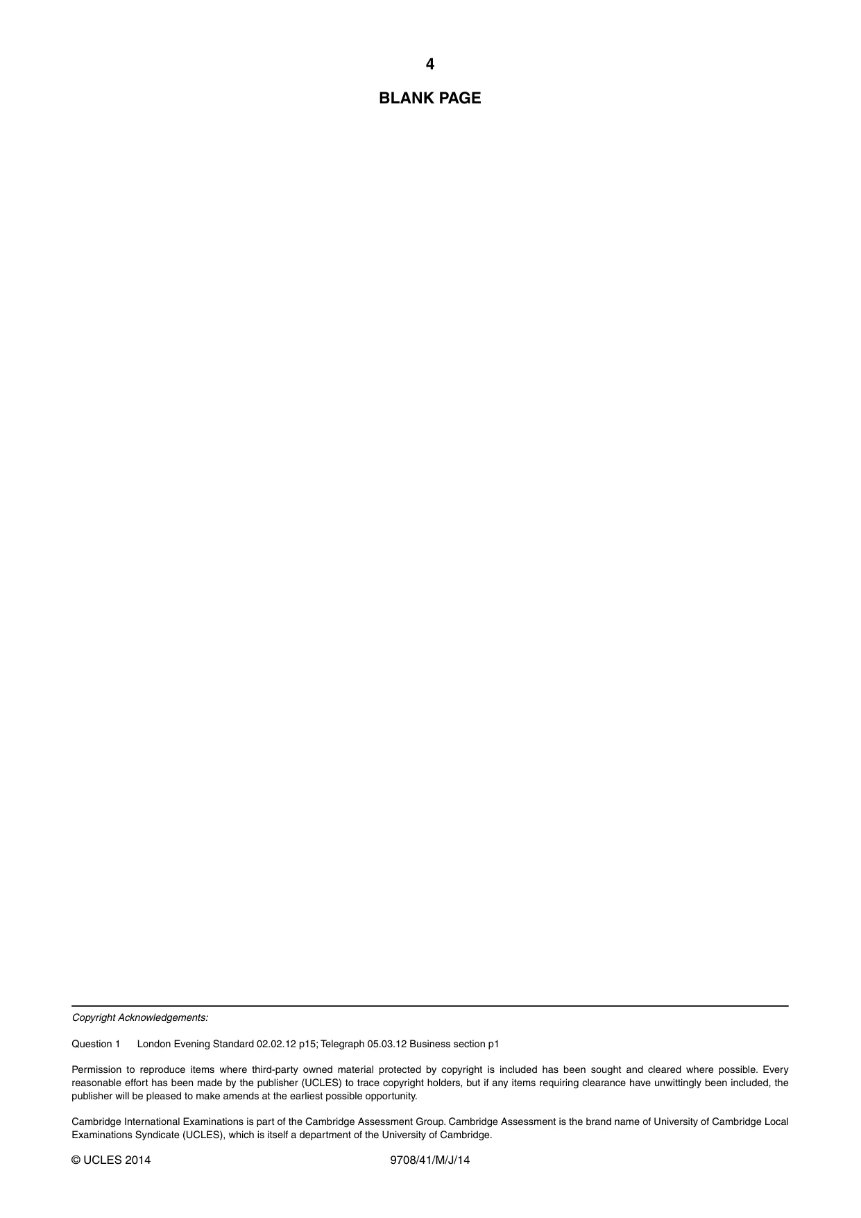 Cambridge A Level Economics 9708 2014 May/June Paper 4 · Variant 1 question paper, page 4 of 4