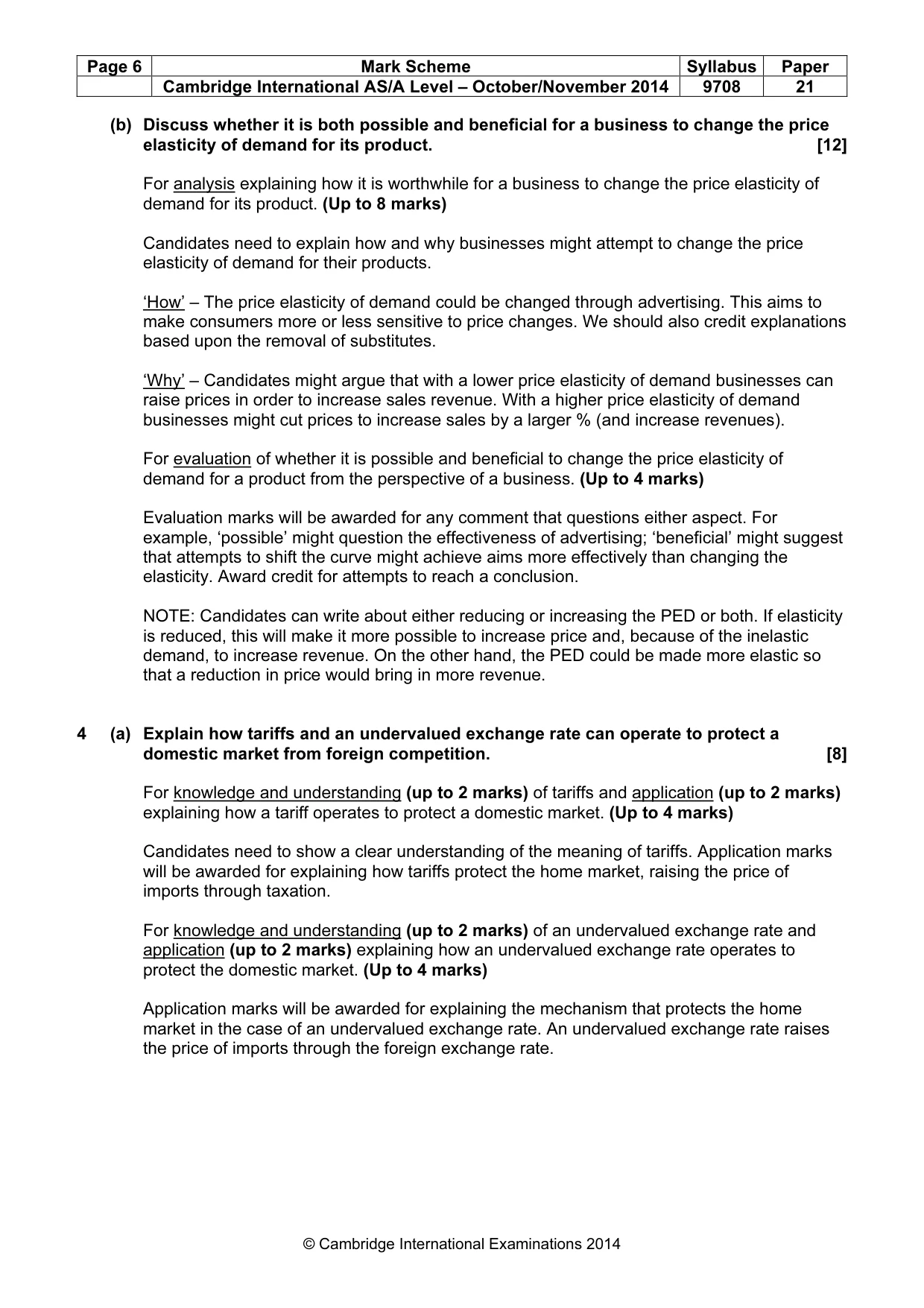 Mark scheme, page 6 of 7