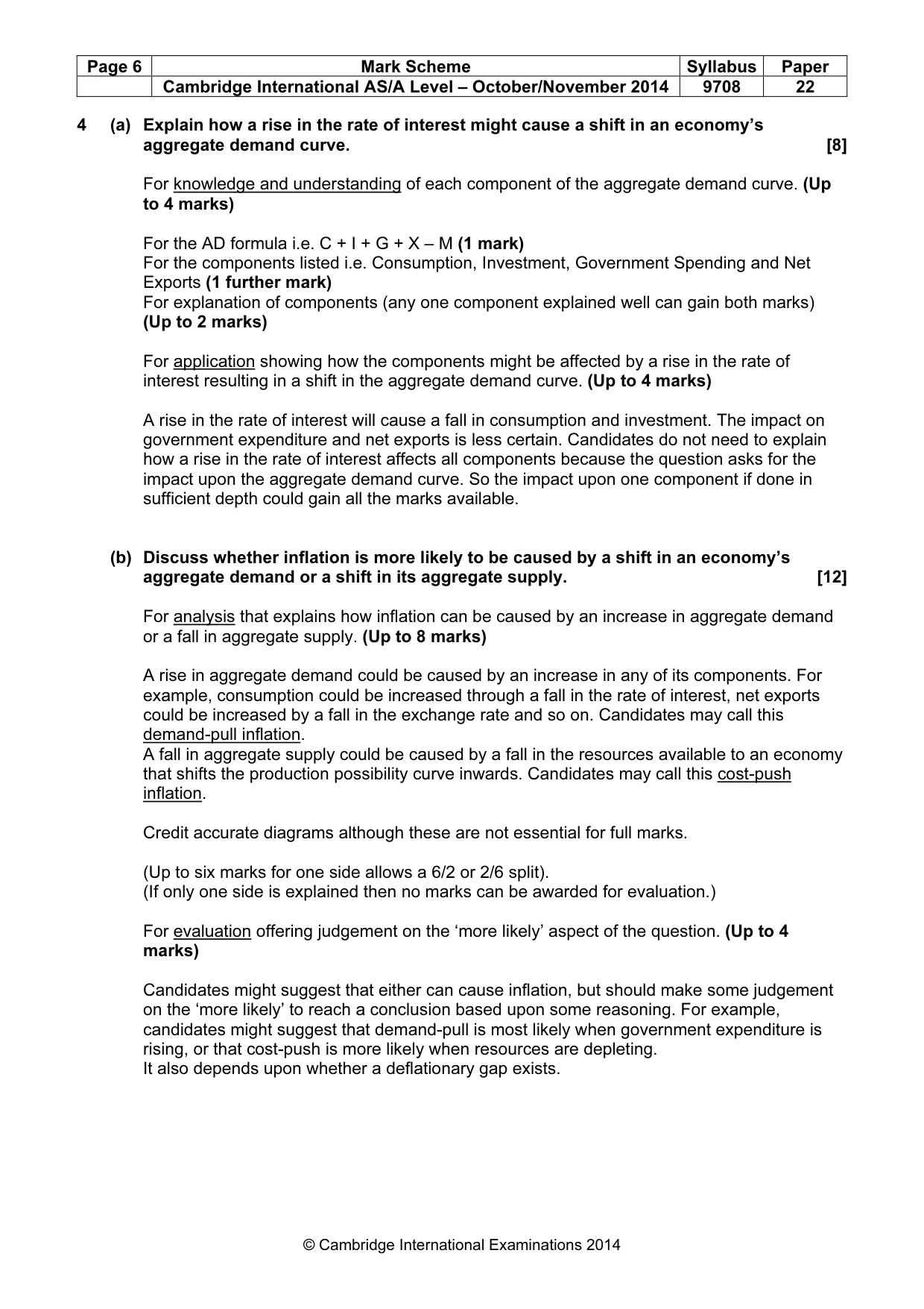 Mark scheme, page 6 of 6