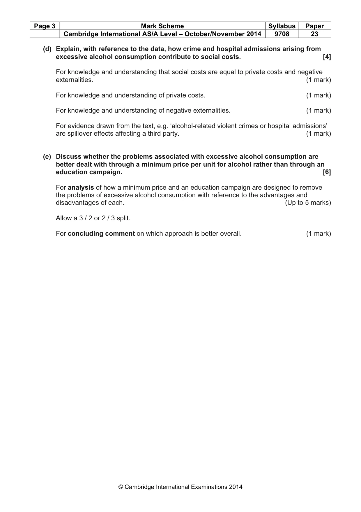 Mark scheme, page 3 of 6