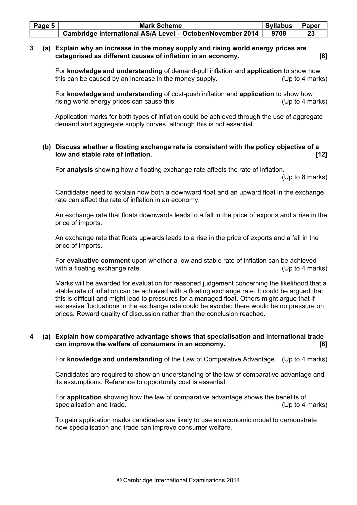 Mark scheme, page 5 of 6