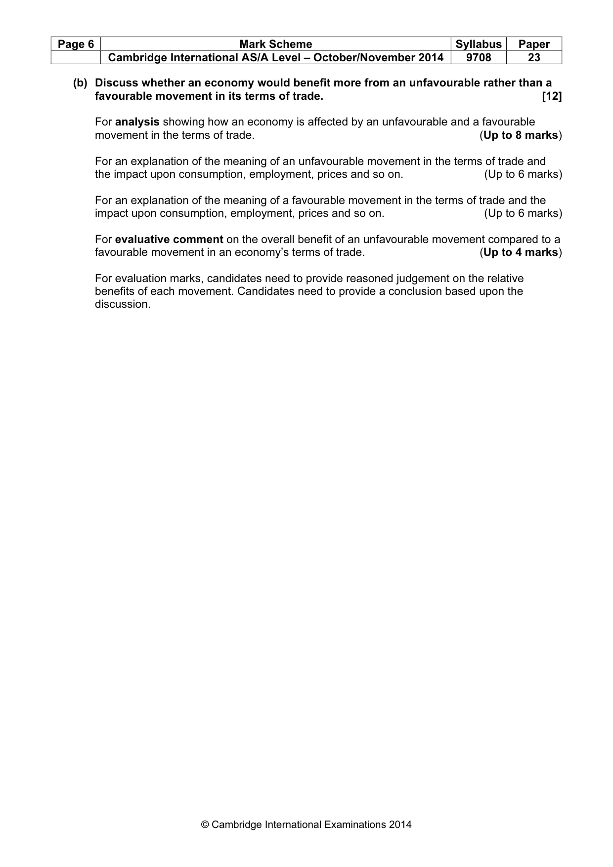 Mark scheme, page 6 of 6