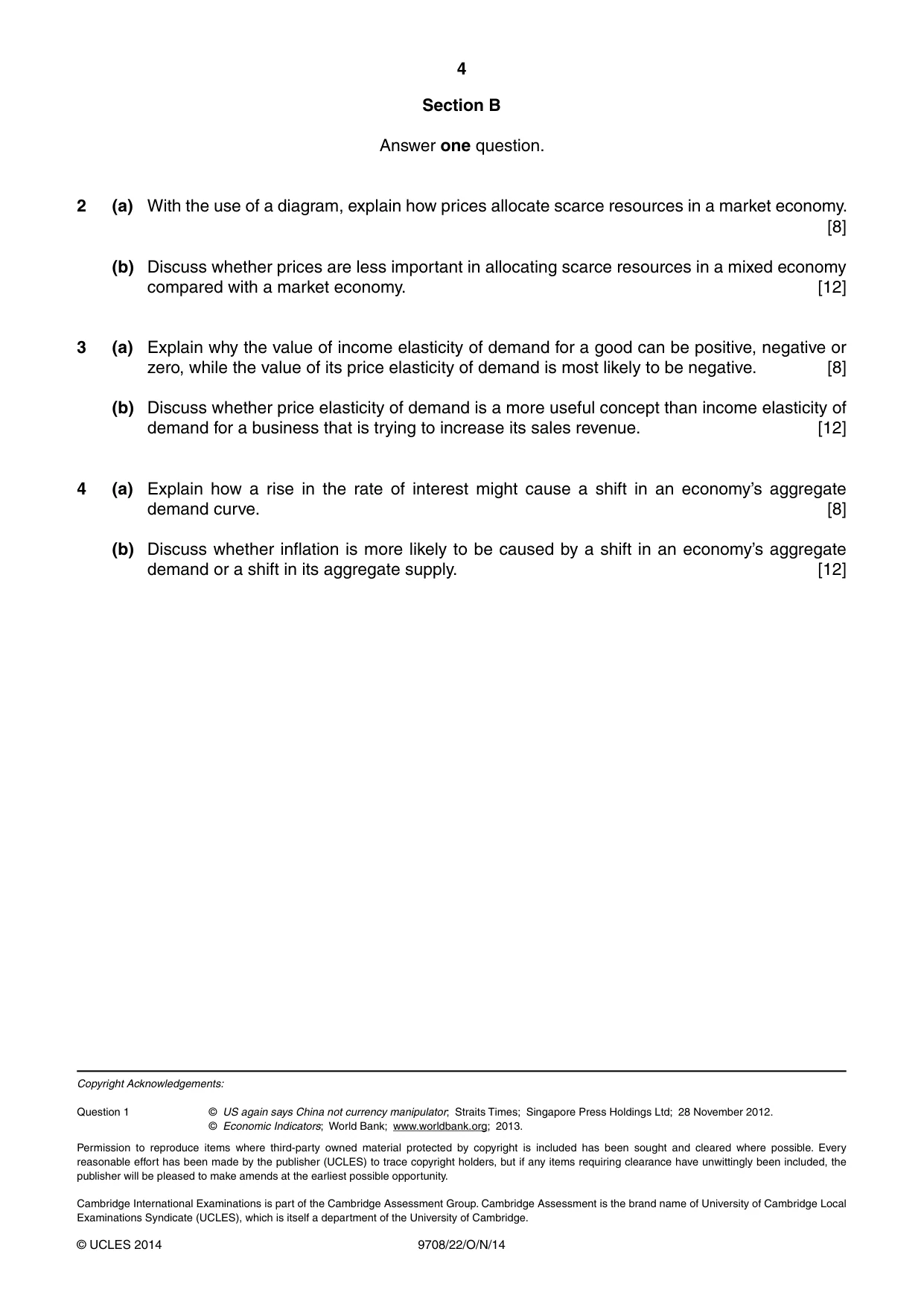 Cambridge A Level Economics 9708 2014 Oct/Nov Paper 2 · Variant 2 question paper, page 4 of 4