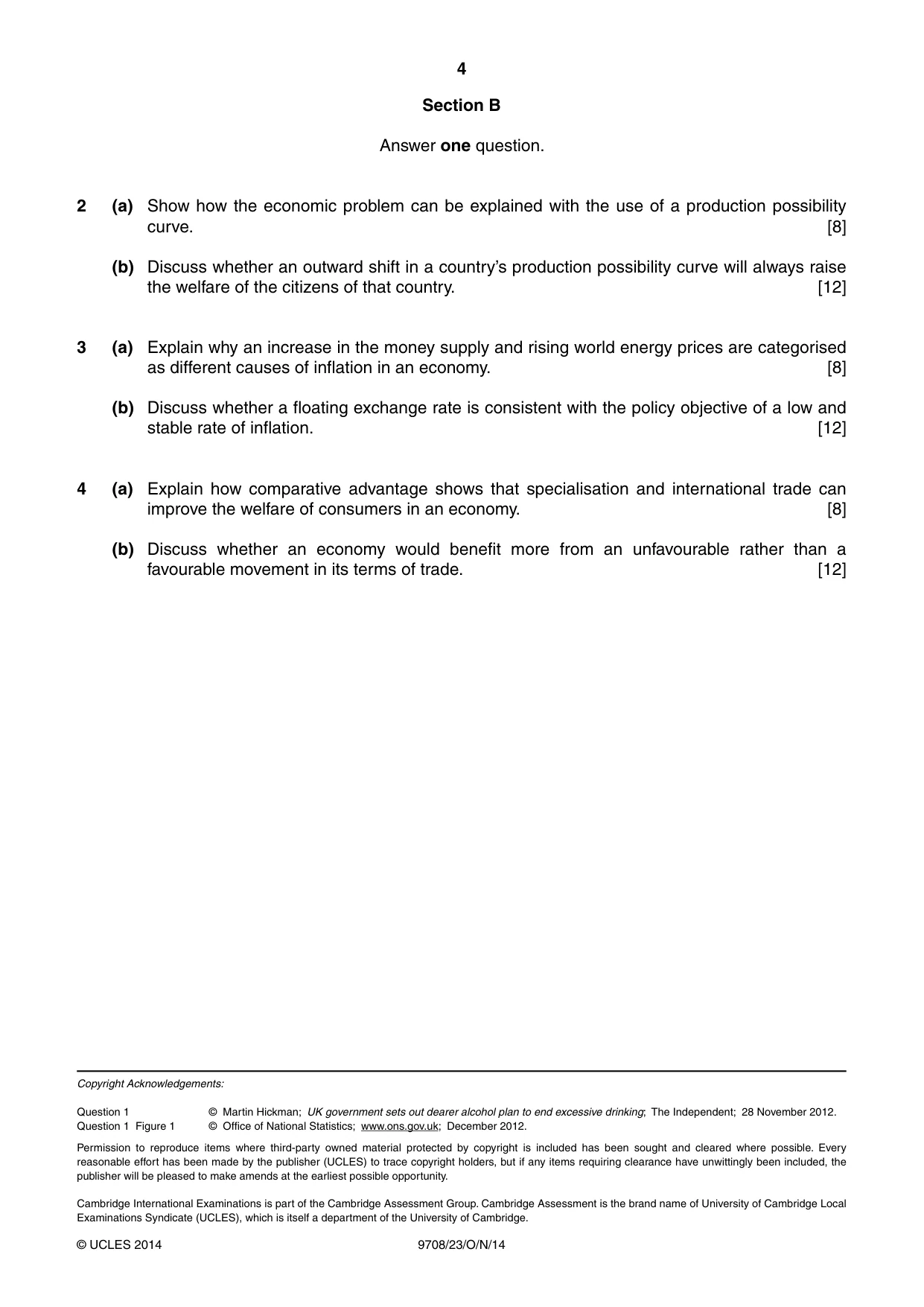 Cambridge A Level Economics 9708 2014 Oct/Nov Paper 2 · Variant 3 question paper, page 4 of 4