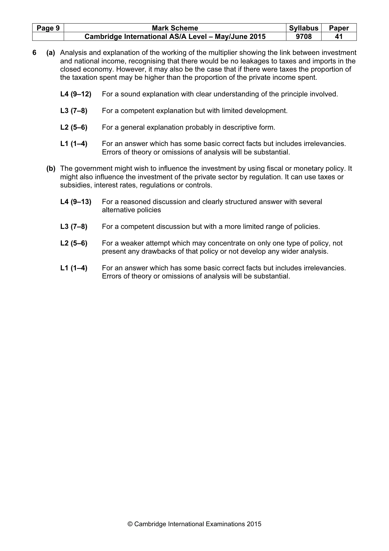 Mark scheme, page 9 of 10