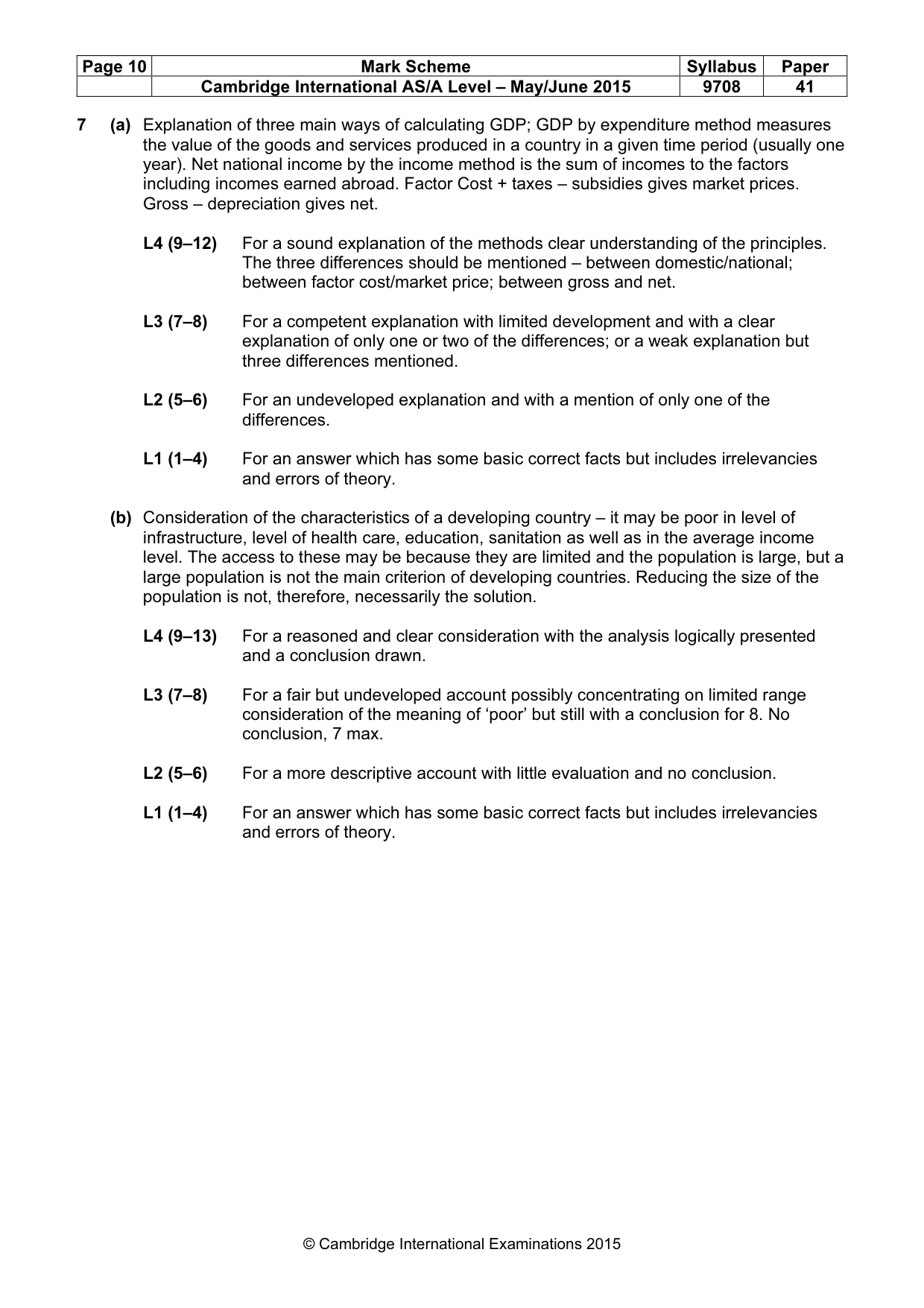 Mark scheme, page 10 of 10